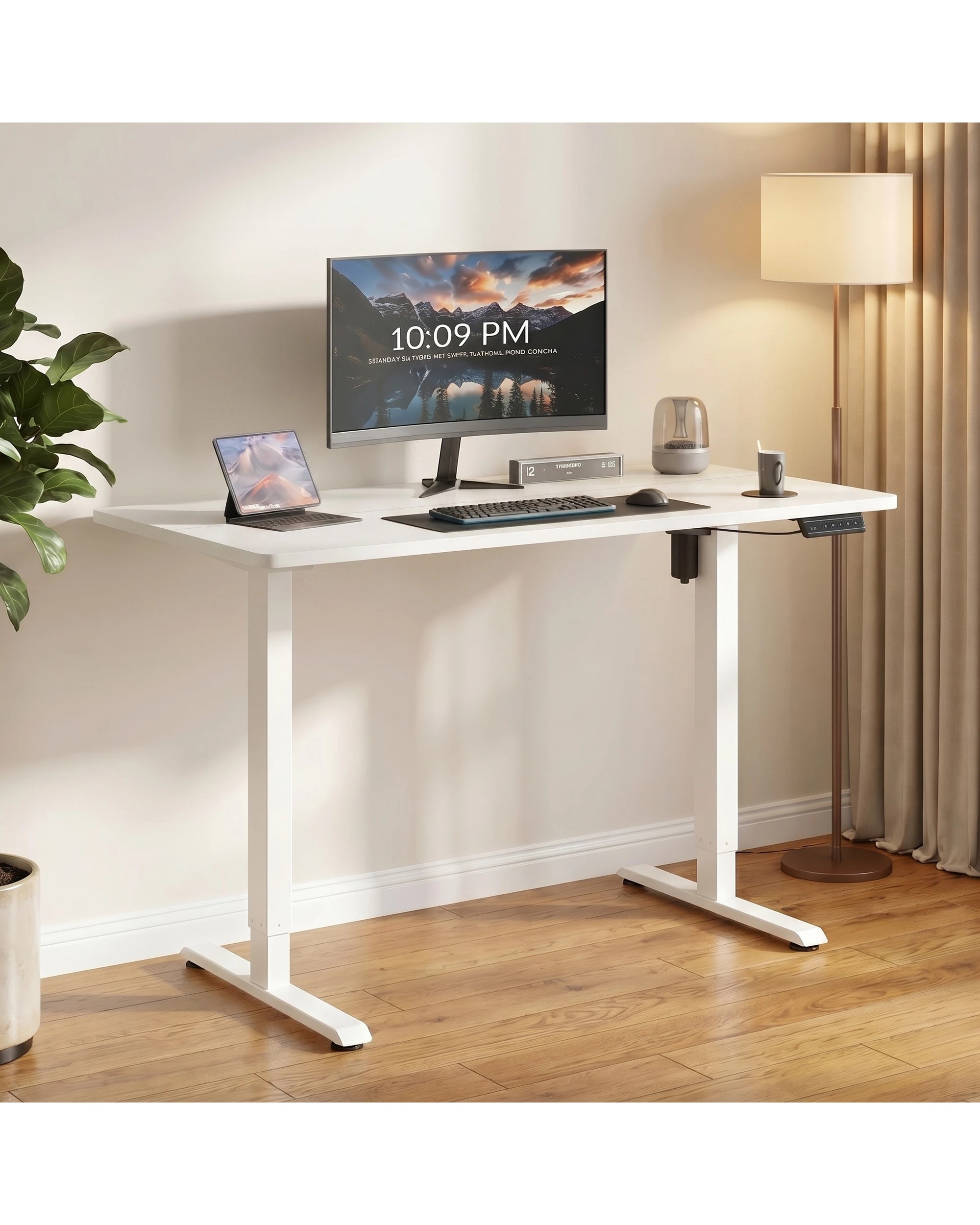 6 Advwin Electric Standing Desk 133×60cm Height Adjustable Sit Stand Table with Smart Memory Panel - White, 6 of 7