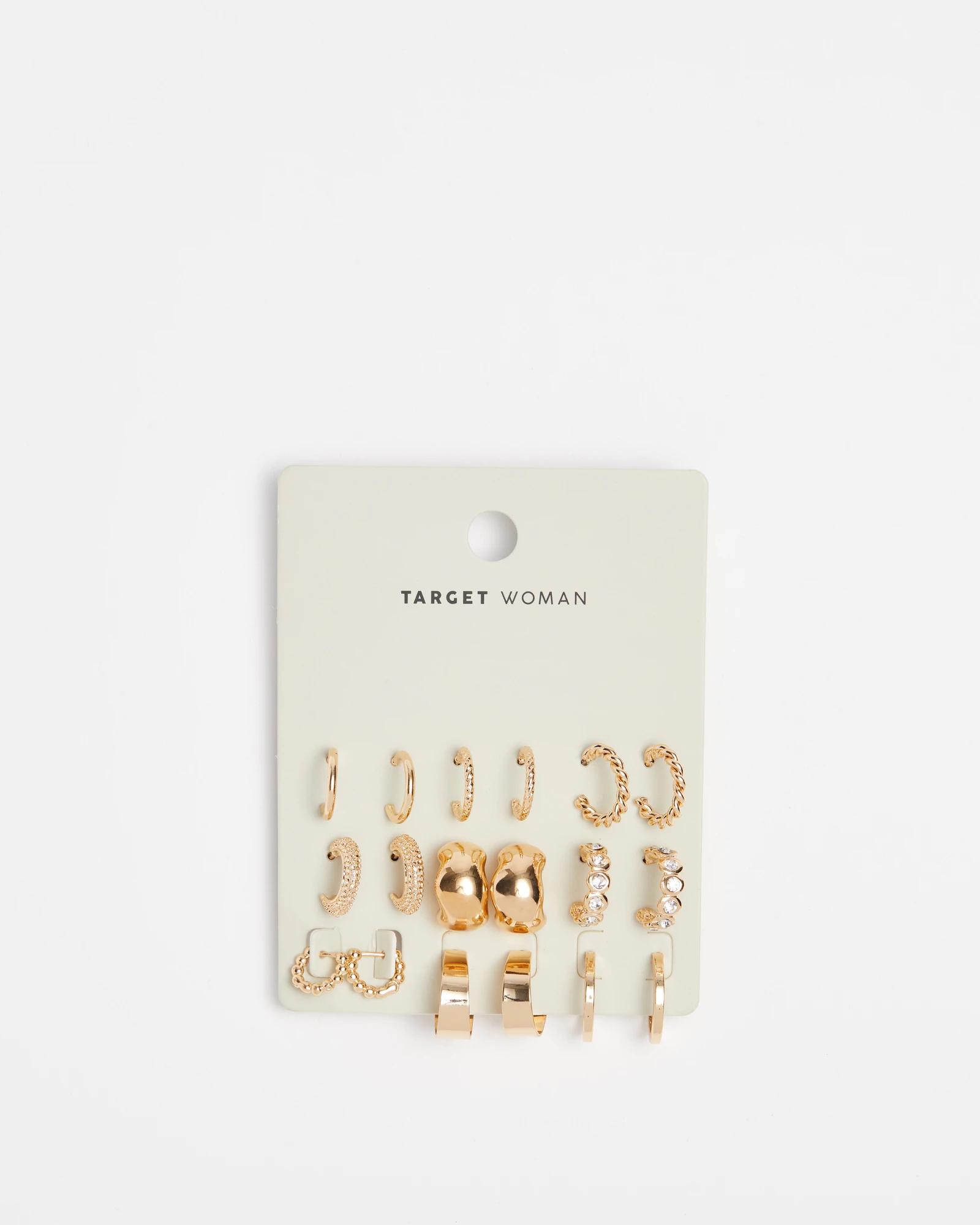 2 Target 9 Pack Hoop Earrings GOLD COLOURWAY, 2 of 2