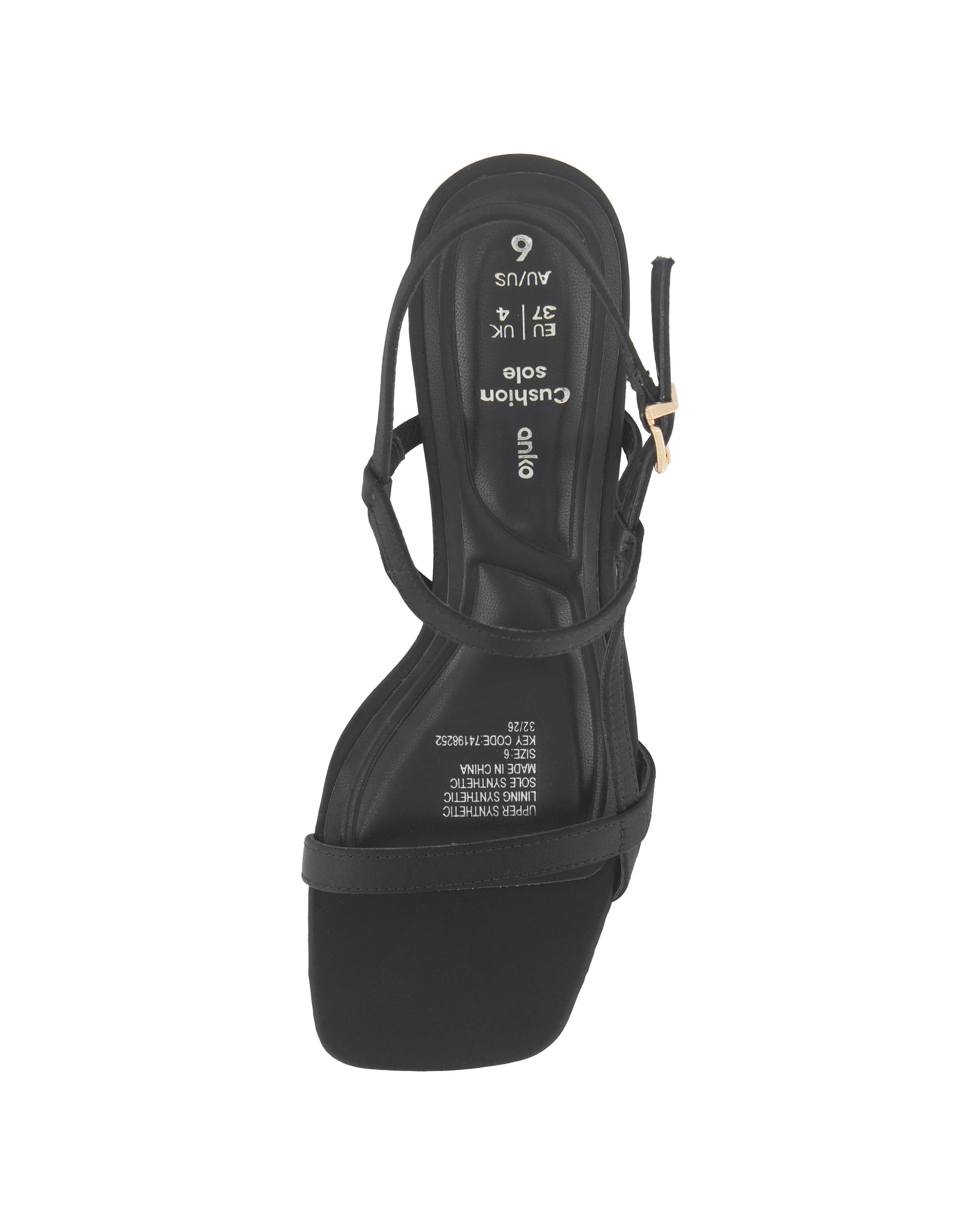 3 Satin Strap Heel Sandals Black, 3 of 5