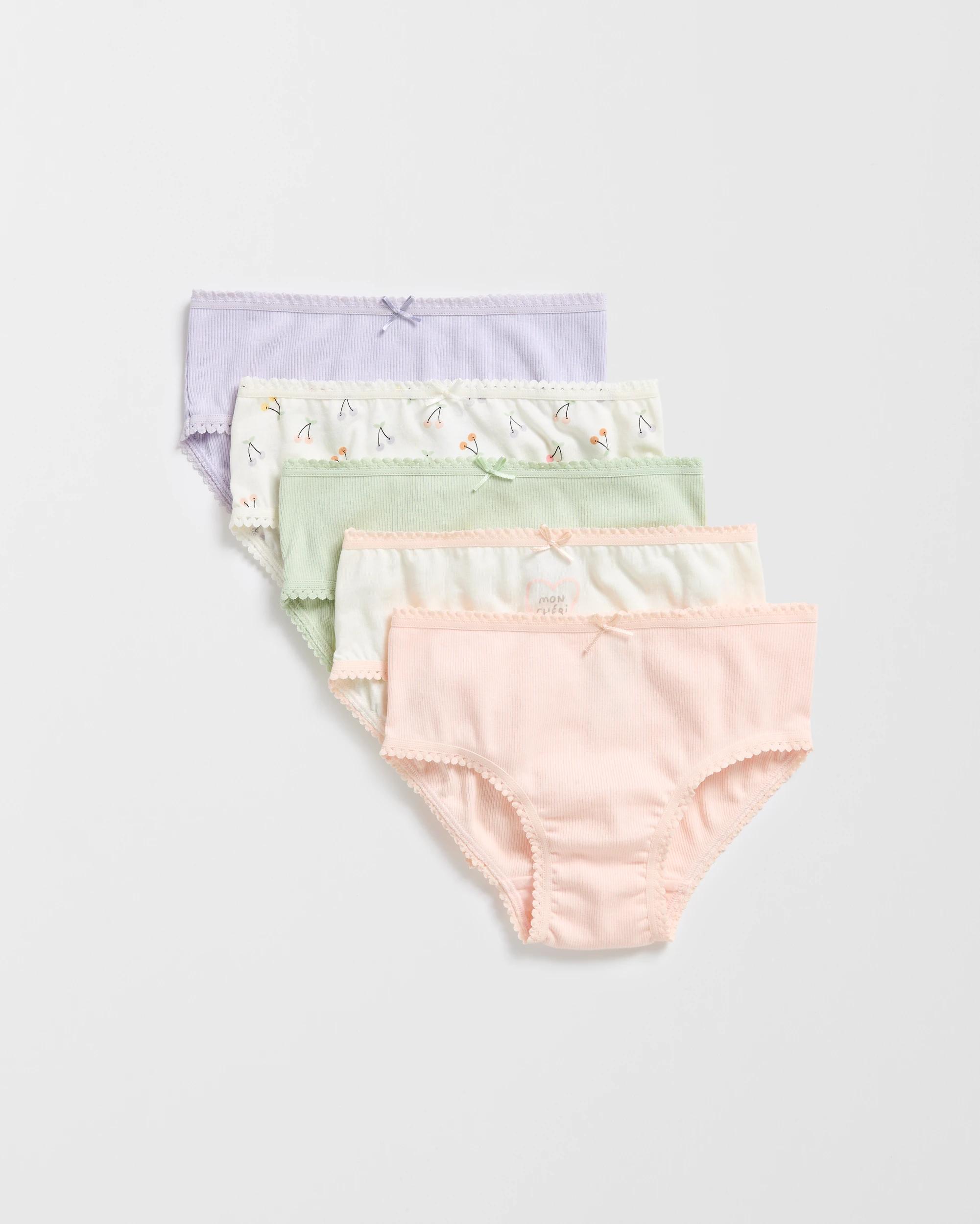 1 Australian Cotton Younger Girls Underwear Briefs 5 Pack - Maxx CHERRY, 1 of 3