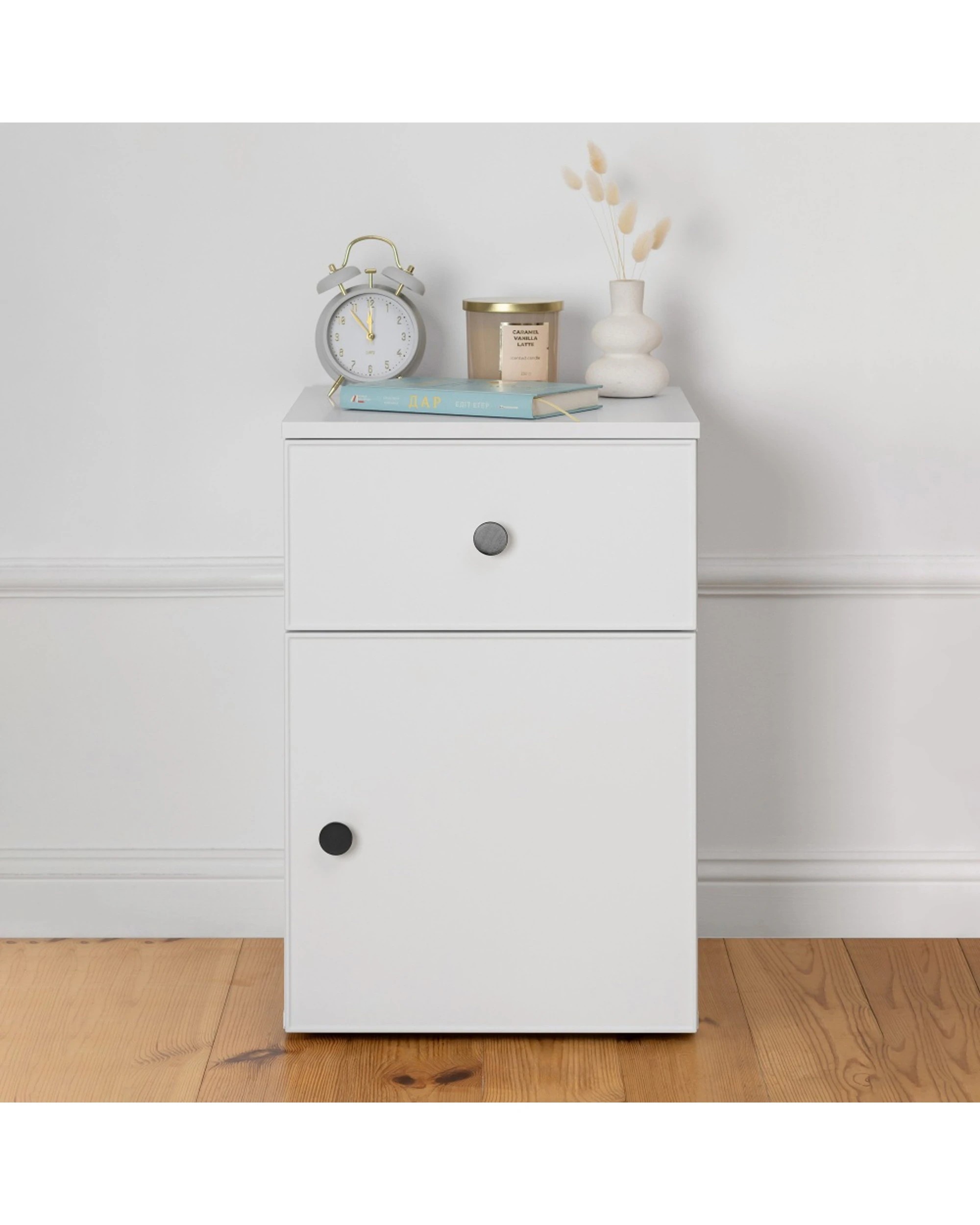 4 European Cabinetry Porto Bedside Table Slim Front Round Handle - White, 4 of 4