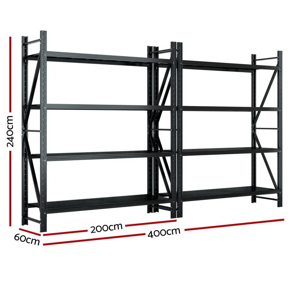2 Giantz 4Mx2.4M Garage Shelving Warehouse Rack - Black, 2 of 6