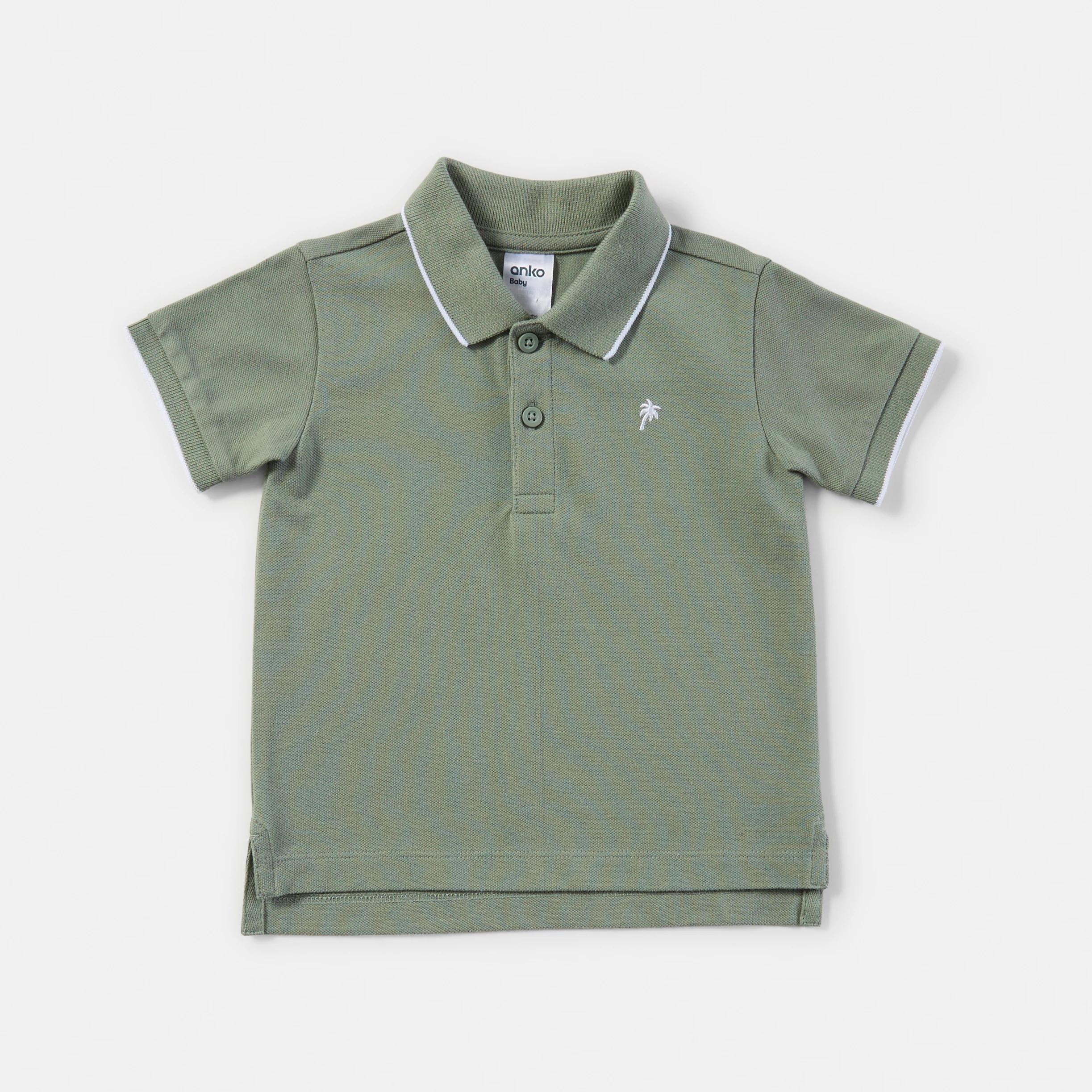 1 Short Sleeve Polo Top GREEN PALM, 1 of 3