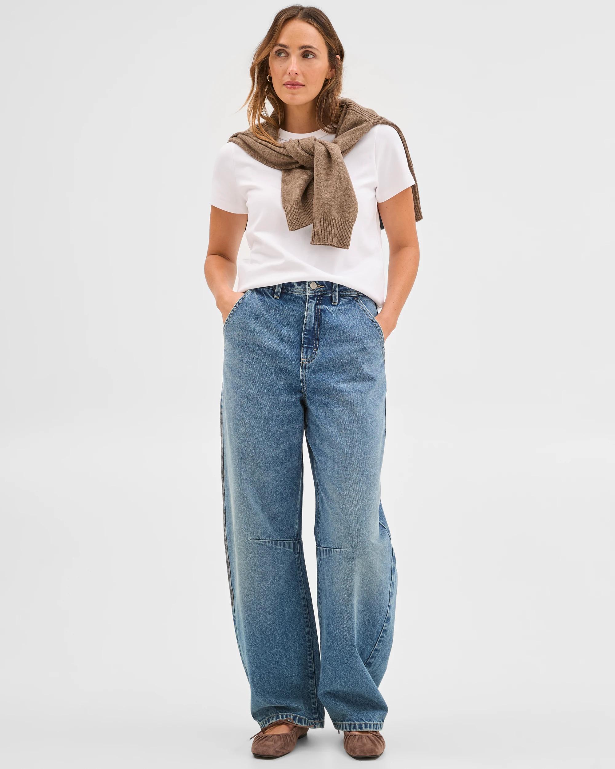1 Target Denim Cate Relaxed Barrel Denim Jeans VINTAGE INDIGO, 1 of 7