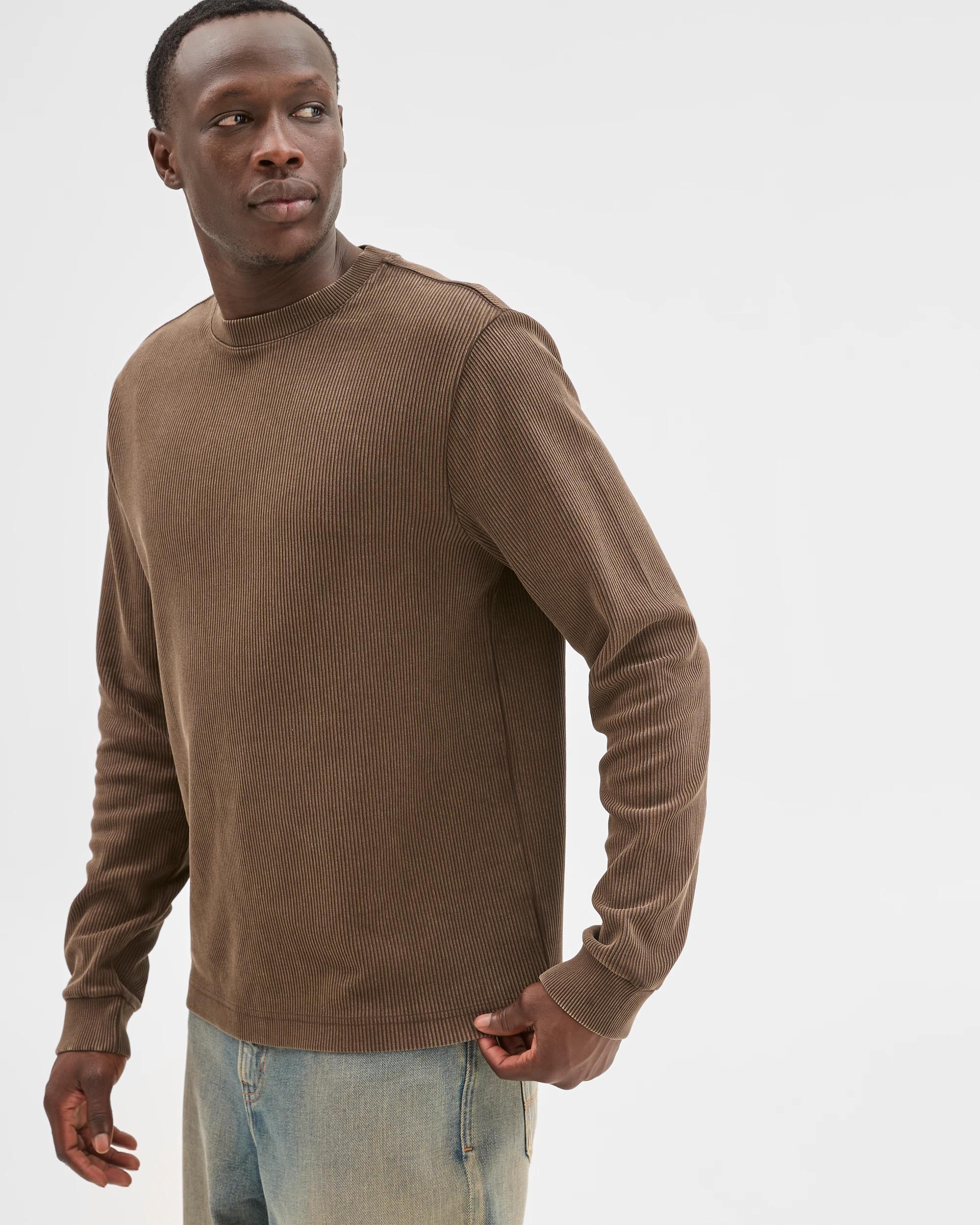 3 Commons Australian Cotton Relaxed Heavyweight Textured T-Shirt ACID BROWN, 3 of 6