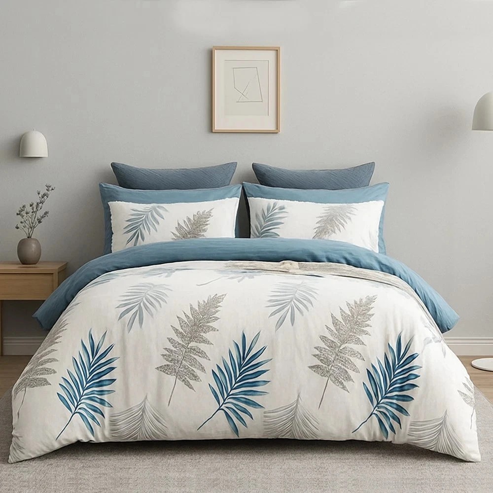 1 Luxor Cotton Ocean Leaves Design Quilt Doona Duvet Cover Set - Double Bed - Multi, 1 of 1