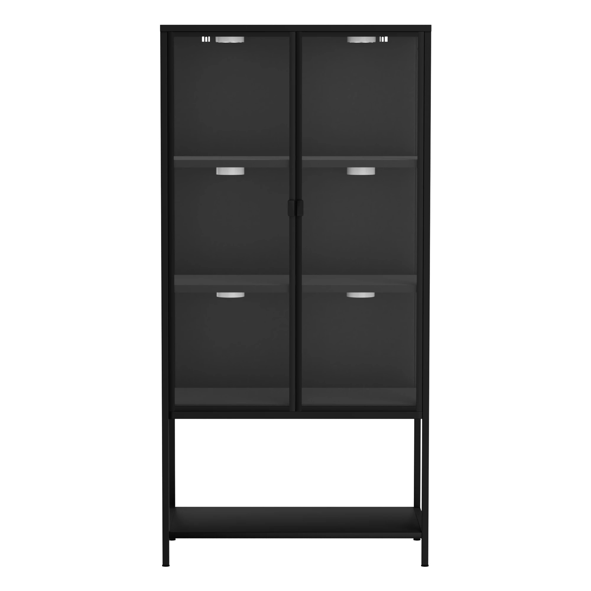 2 Stacked Tempered Glass Display Cabinet Clear Bookcase Steel Frame With RGB Light, 2 of 9