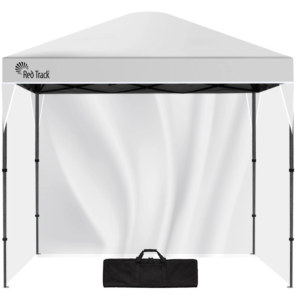 1 Red Track 3x3m Folding Gazebo with 3 Walls, Carry Bag - White, 1 of 1