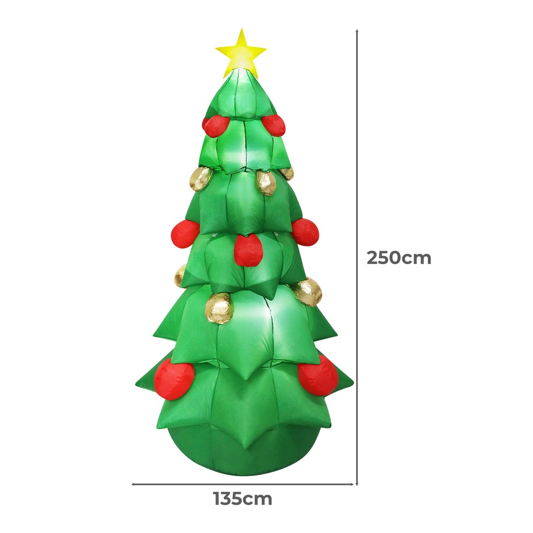 3 Santaco 2.5m Inflatable Christmas Star LED Blow Up Tree Outdoor Xmas Decoration, 3 of 9
