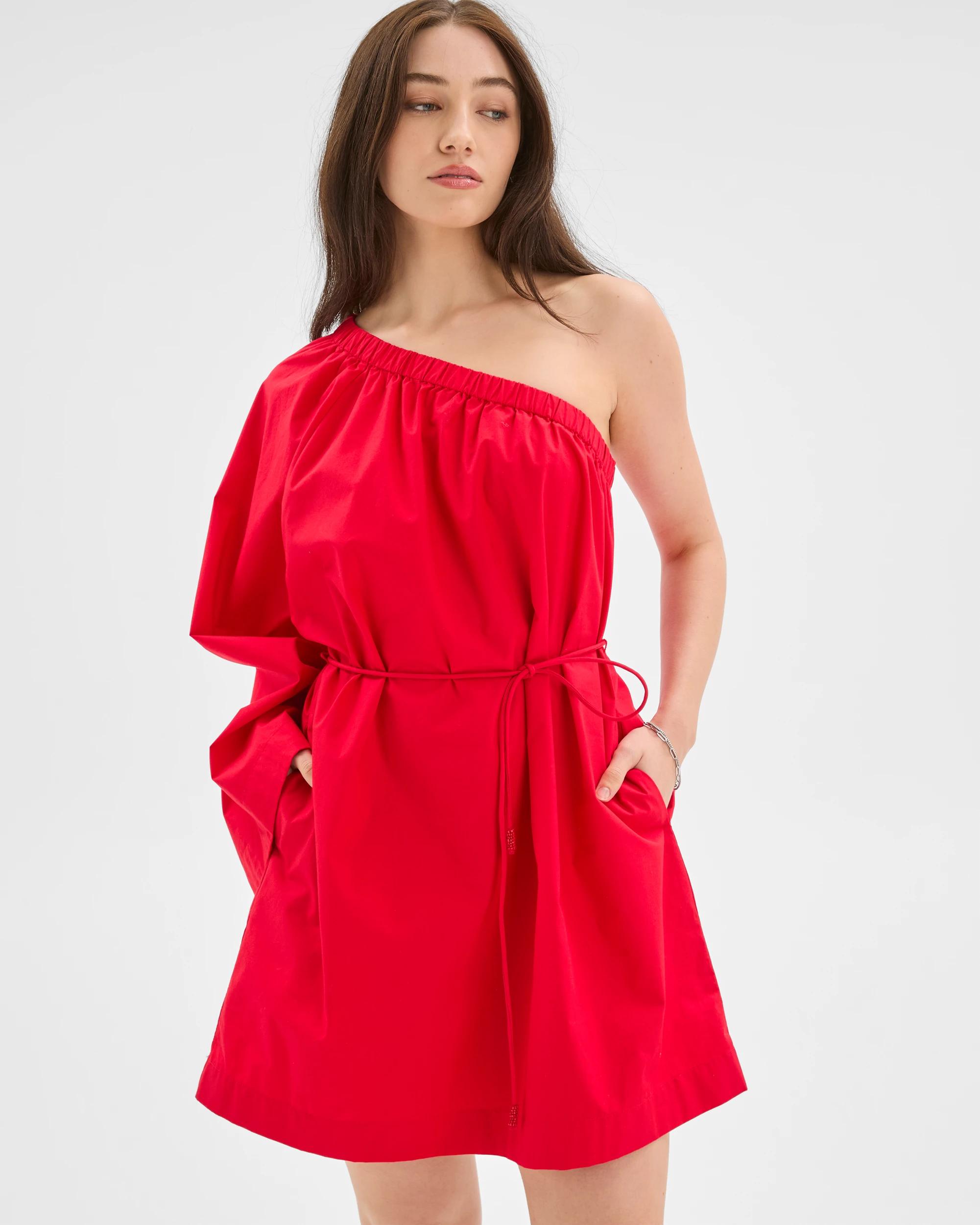 3 Lily Loves One Shoulder Dress FLAME, 3 of 6