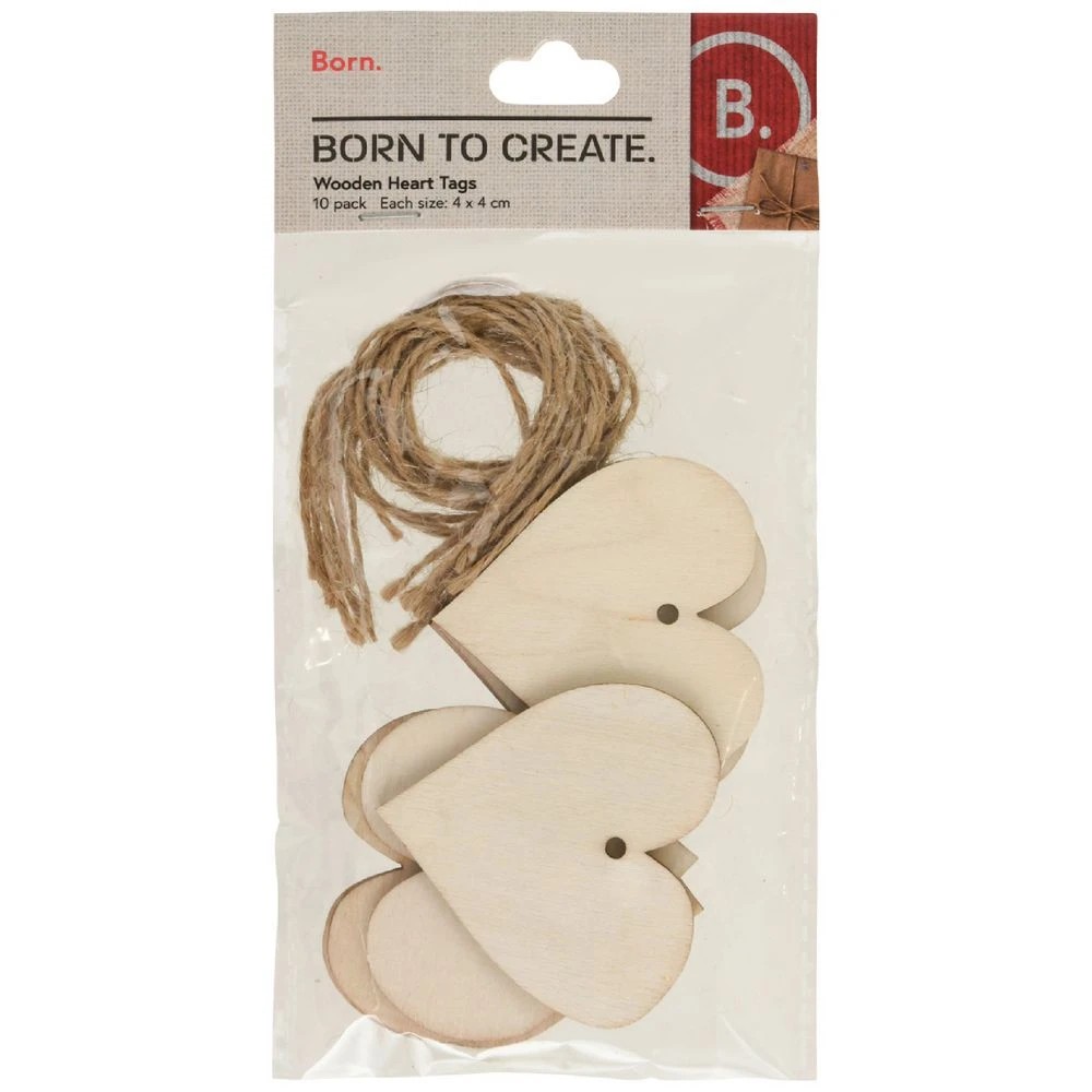 1 Born Wooden Heart Swing Tags 10 Pack, 1 of 2