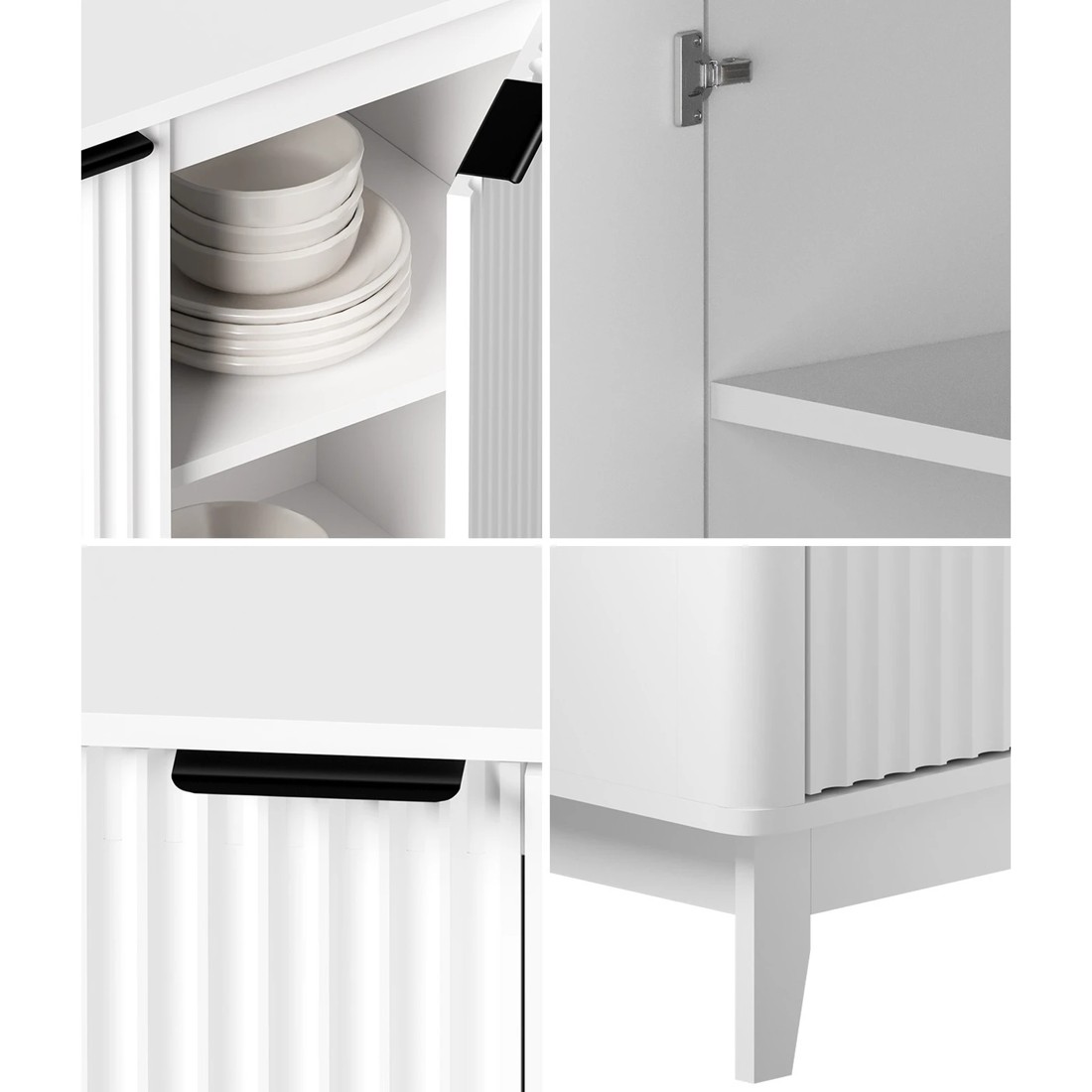 4 Oikiture Buffet Sideboard Cabinet 4 Doors
 - White, 4 of 10