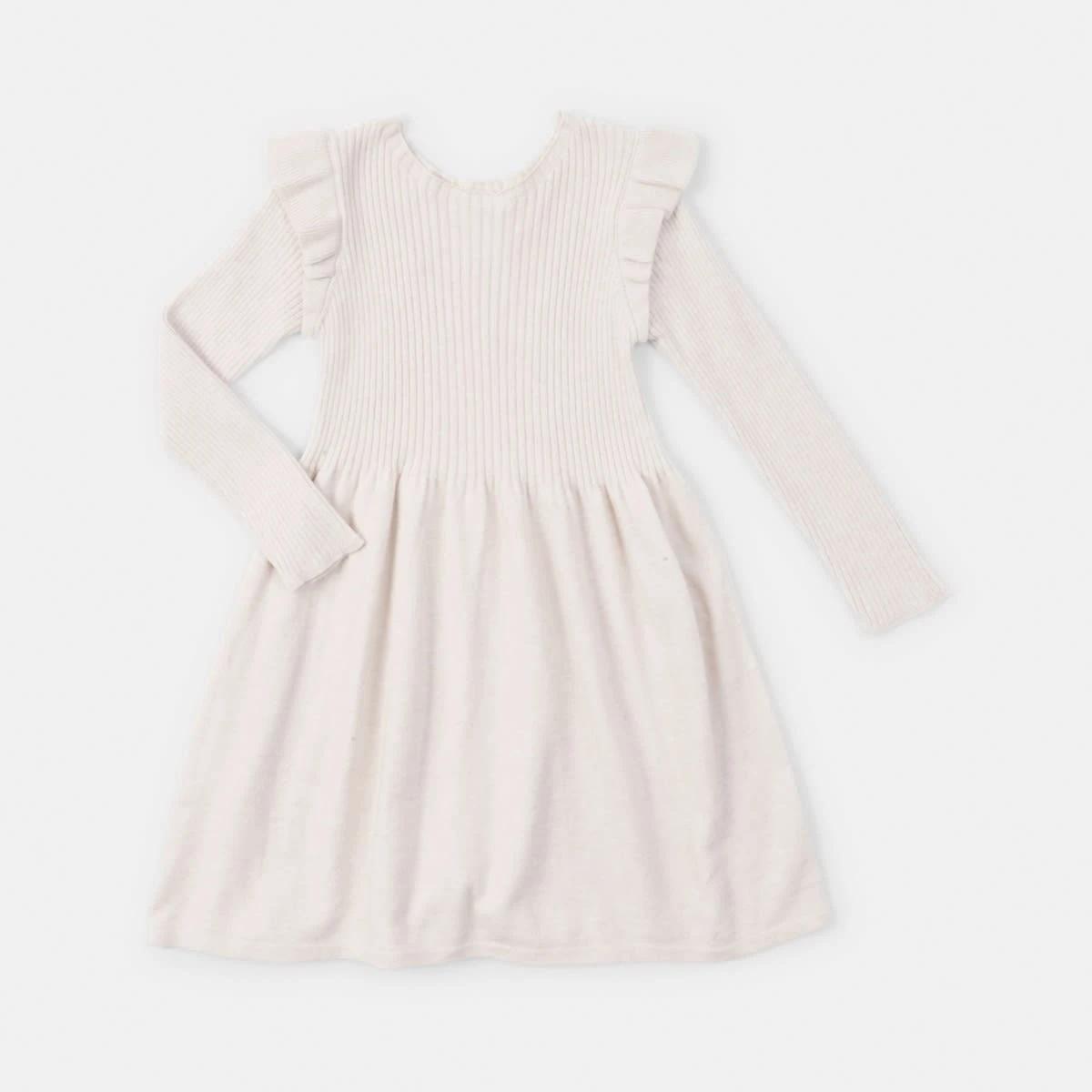 8 Long Sleeve Viscose Knit Dress Crm Marle, 8 of 9