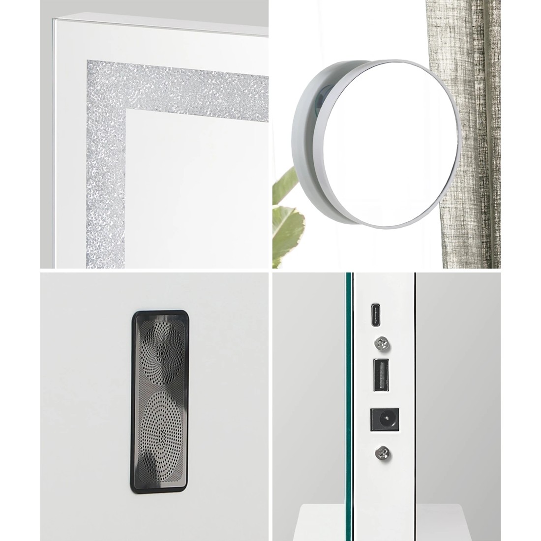 3 Oikiture Bluetooth Hollywood Led Makeup Mirror 80x62cm Crystal Vanity Mirrors
 - White, 3 of 7