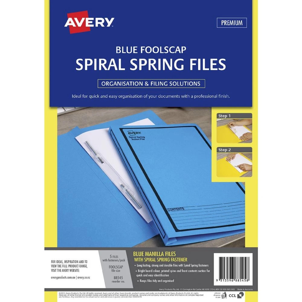 3 Avery Foolscap Spiral Spring Files Blue 5 Pack, 3 of 4
