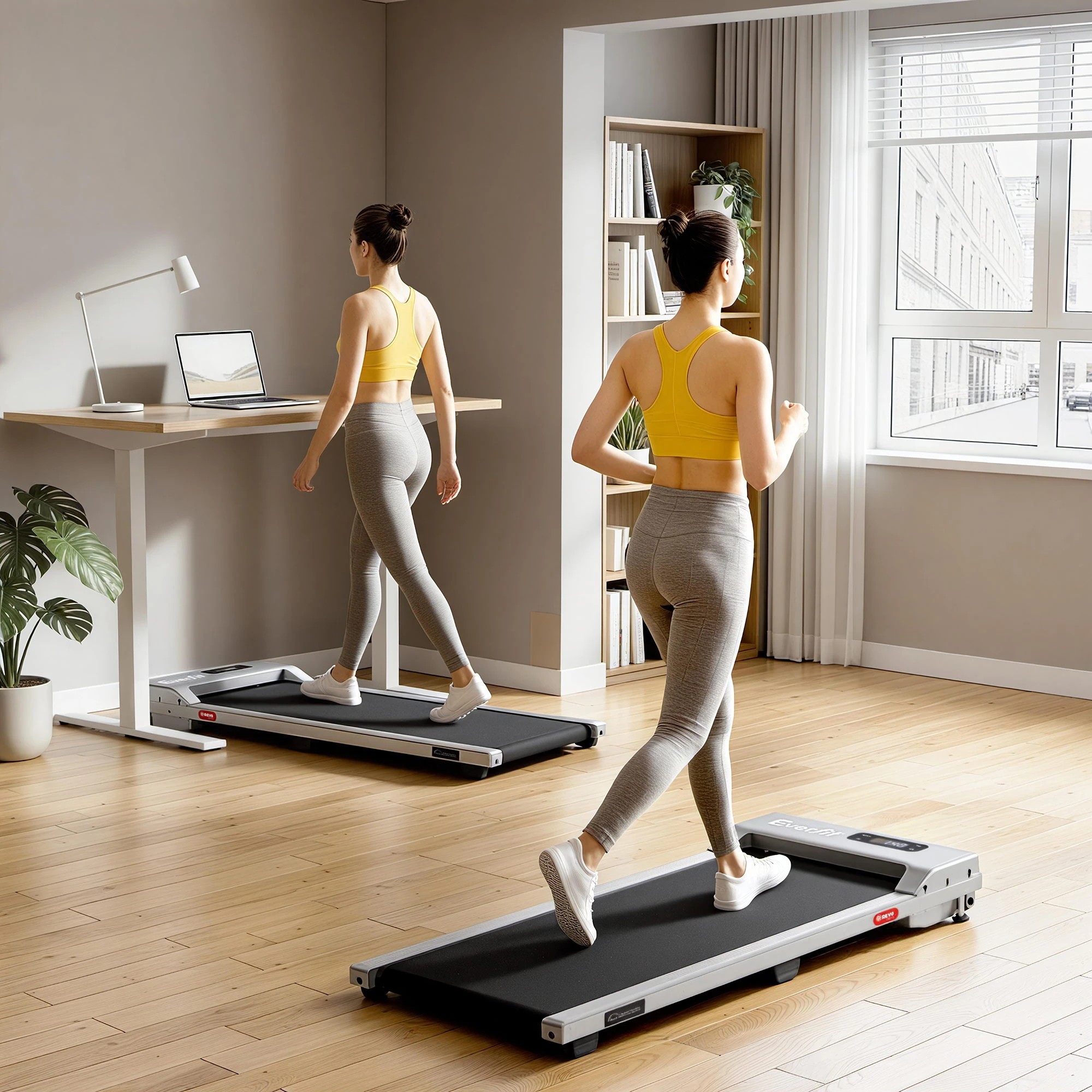 5 Everfit 3 in 1 Walking Pad Treadmill 12% Incline Under Desk Treadmills With 38cm Wide Belt - Silver, 5 of 9