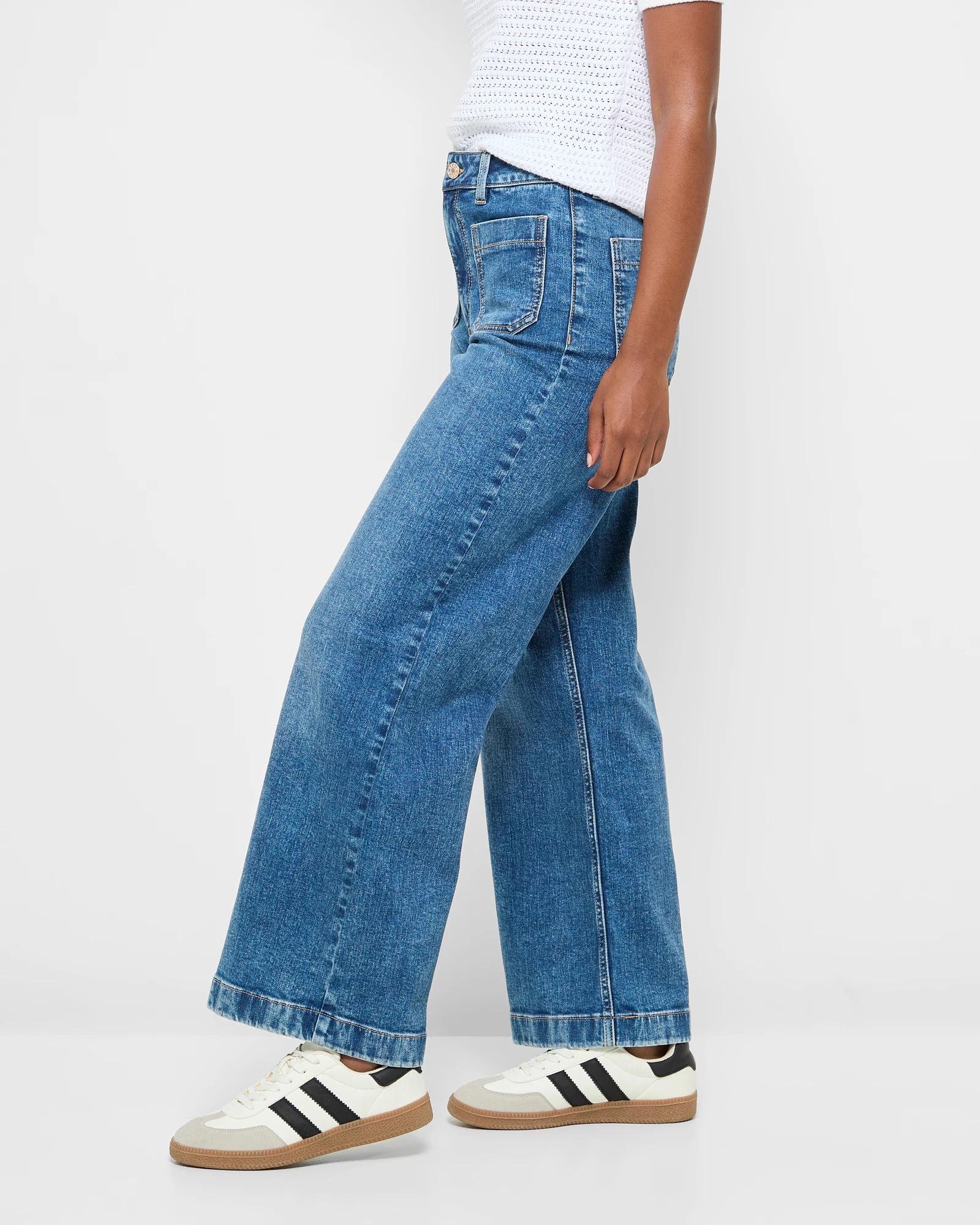 3 Target Petites Full Length Wide Leg Denim Jeans - Mila HAZY WASH, 3 of 5