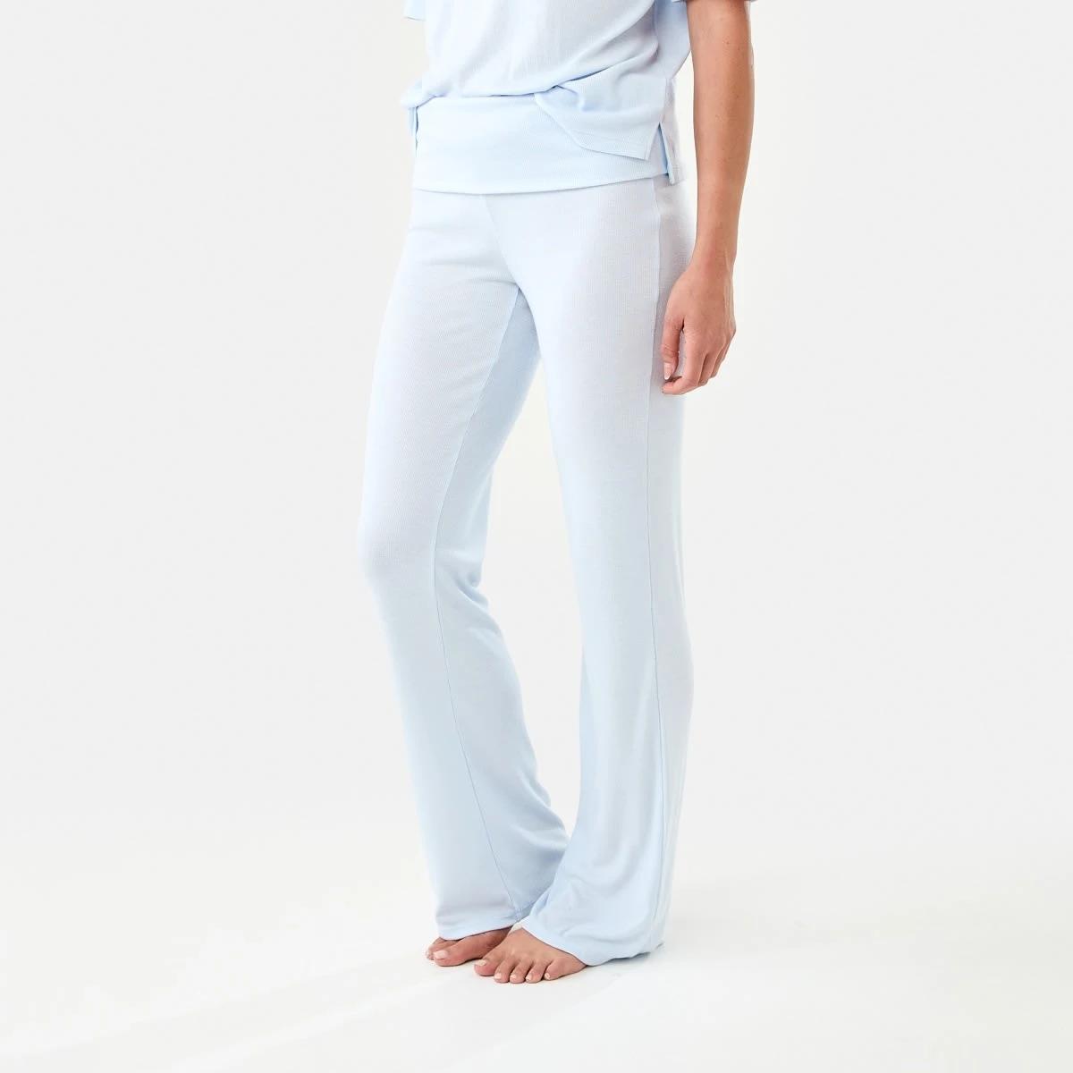 3 Folded Waist Comfort Rib Pants Halo Blue, 3 of 6