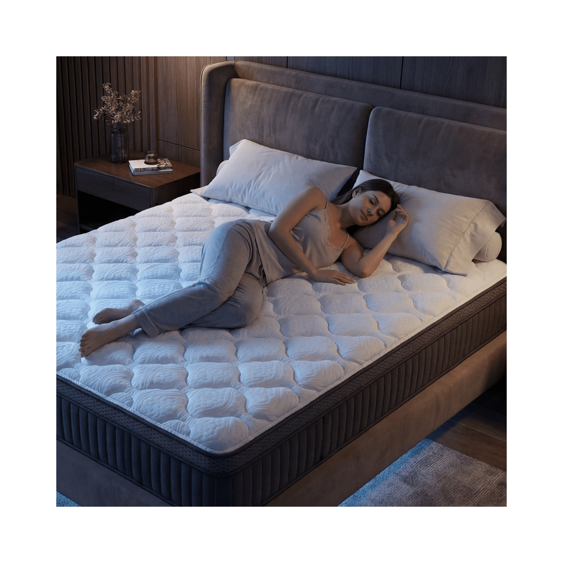 7 Advwin 32CM Double Size Hybrid Mattress Medium Firm Feel Pocket Springs - White, 7 of 10