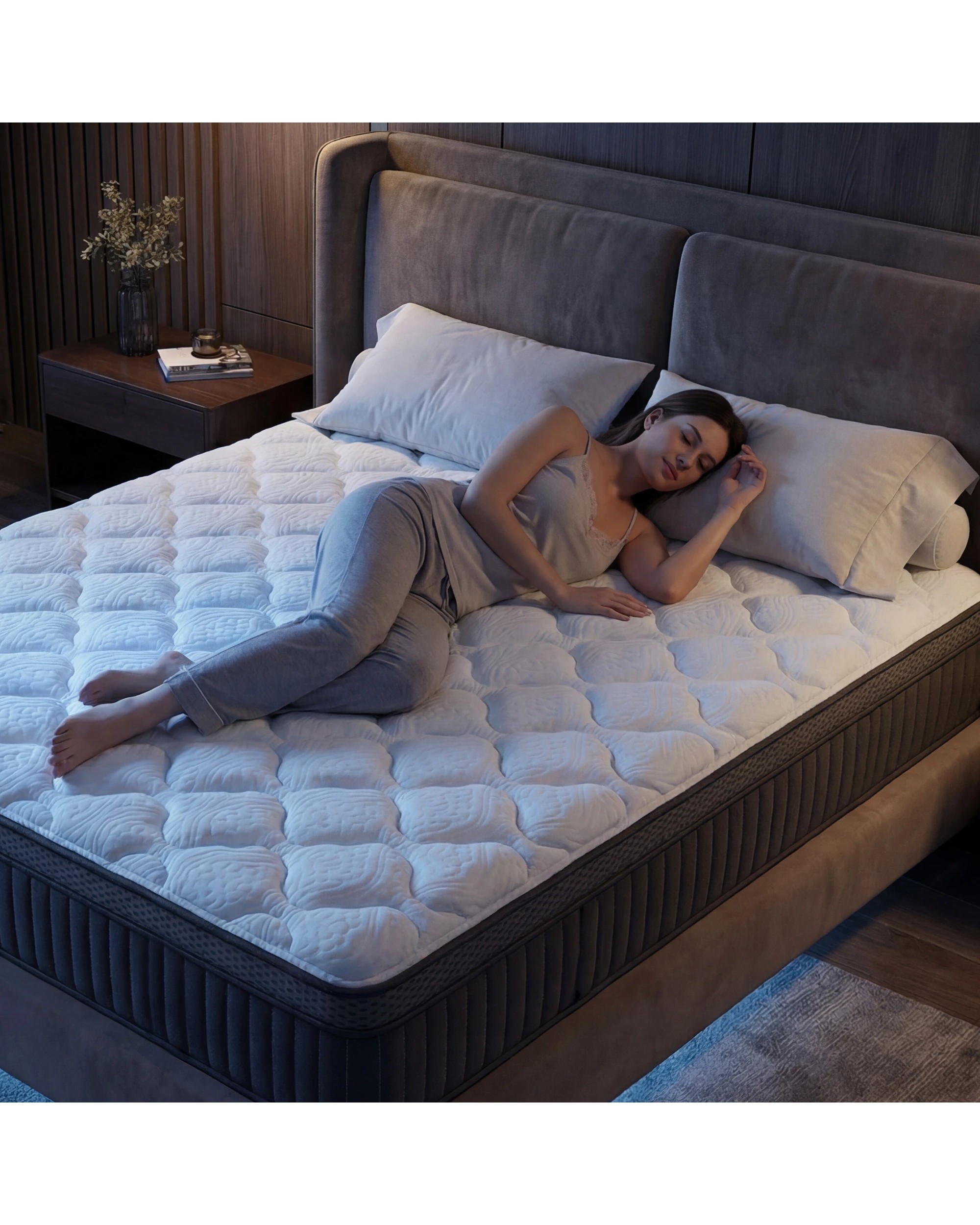 7 Advwin 32CM Double Size Hybrid Mattress Medium Firm Feel Pocket Springs - White, 7 of 10