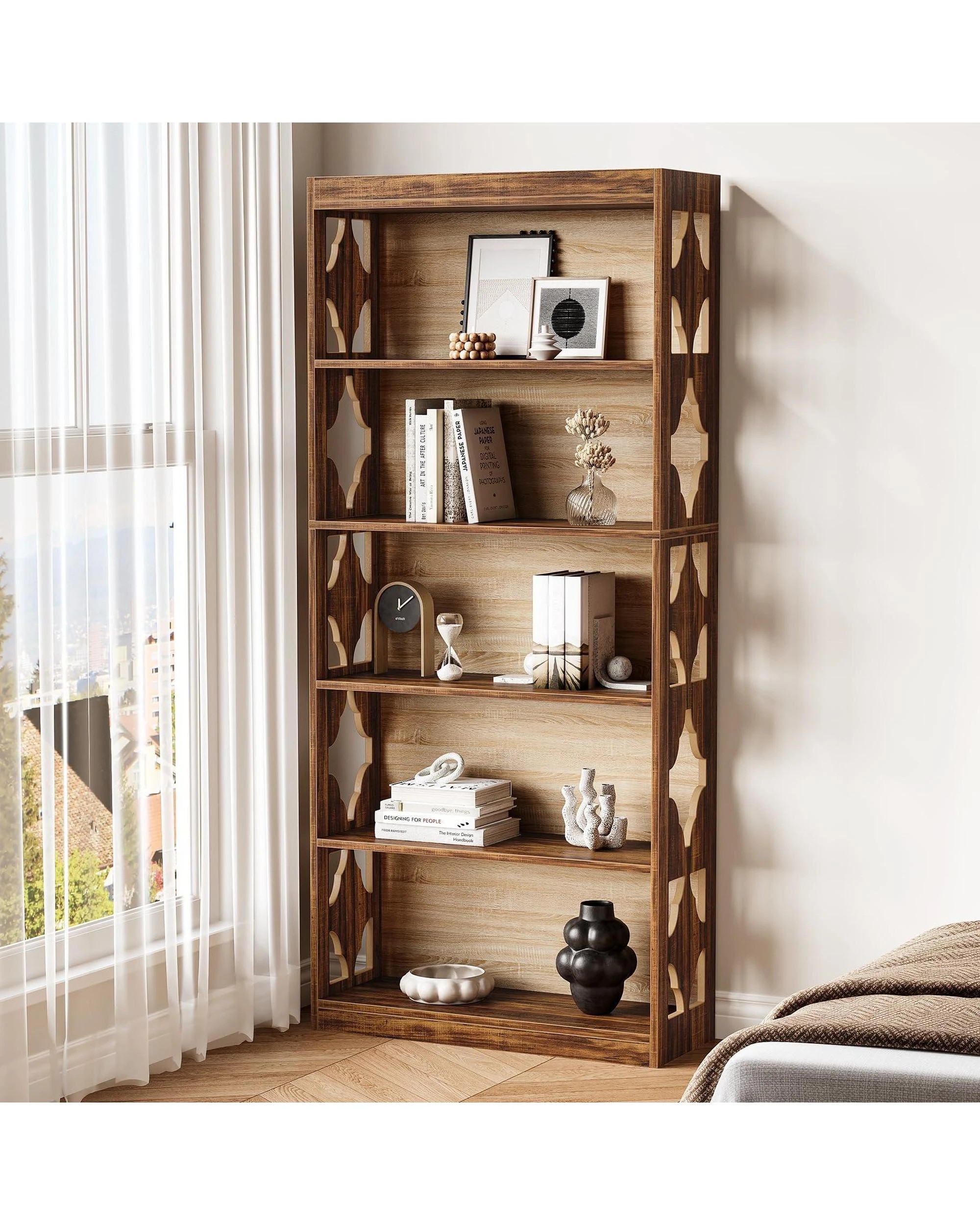 OAKORY 179cm Storage Shelf, Six Tier Bookcase Anti Tip Backboard - Kmart