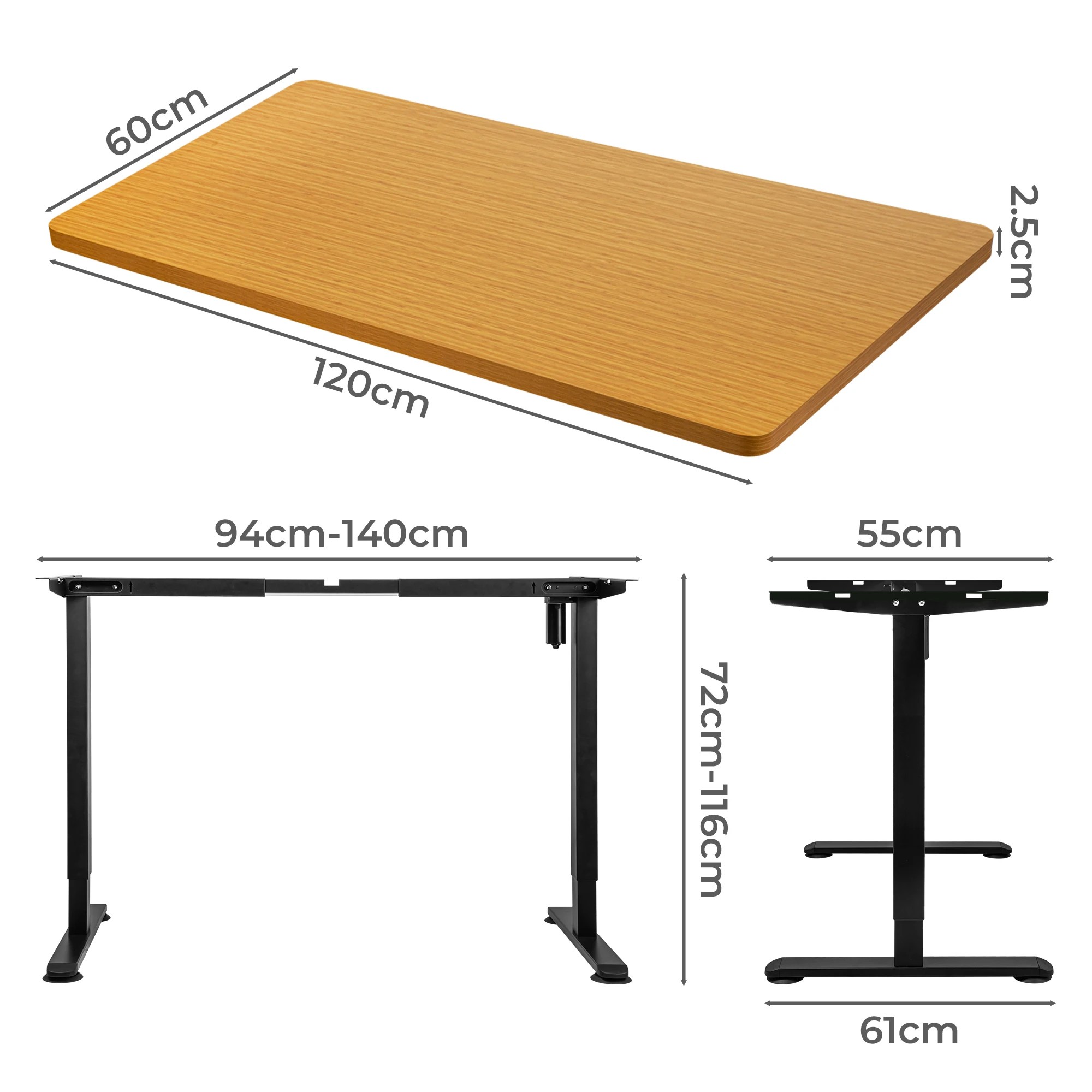 3 Levede Motorised Standing Desk Single Motor 120x60cm, 3 of 4
