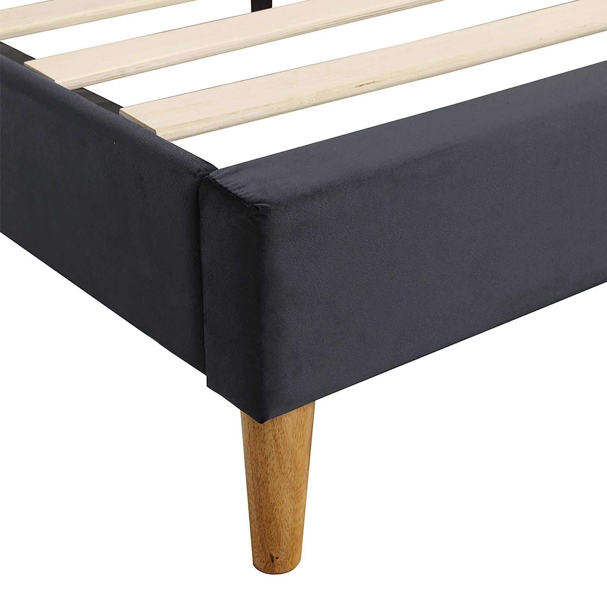 5 Levede Fabric Bed Frame Double Mattress Base Platform Wood Velvet Headboard Grey, 5 of 6
