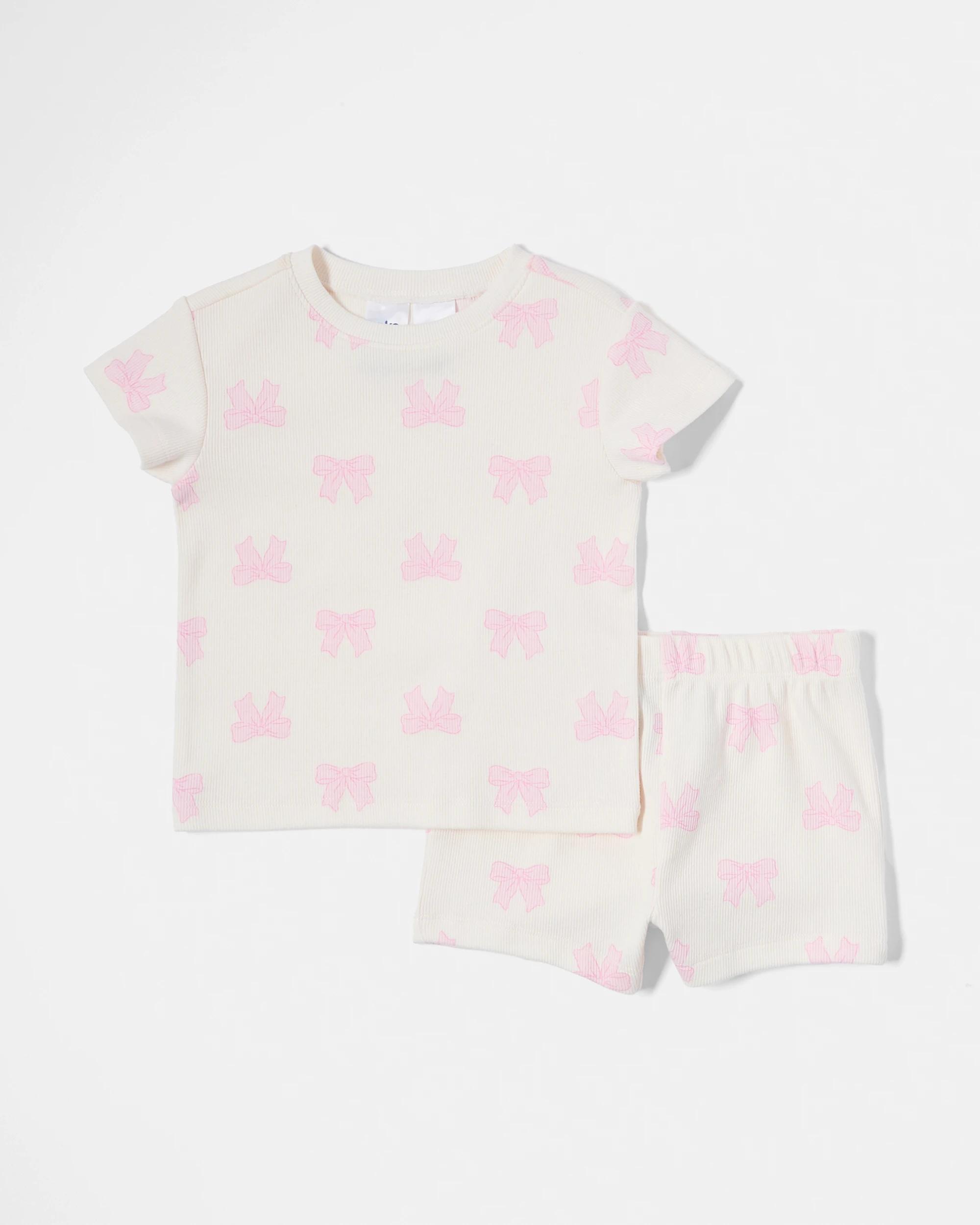 1 Short Sleeve Pyjama Set EGRET BOWS, 1 of 4