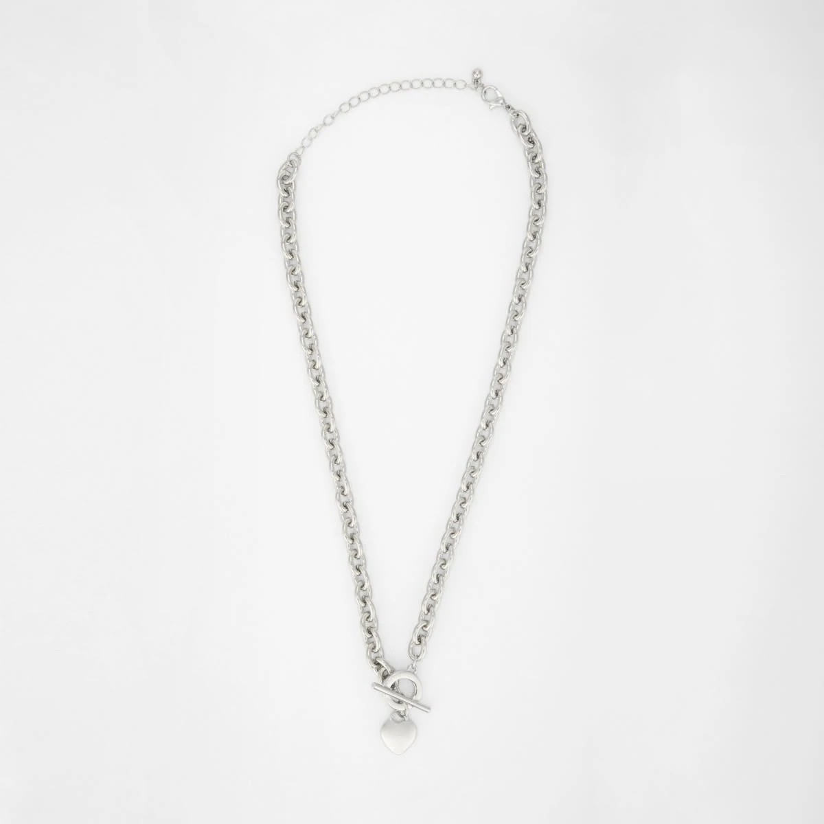 1 Heart Fob Chunky Chain Necklace - Silver Tone, 1 of 4