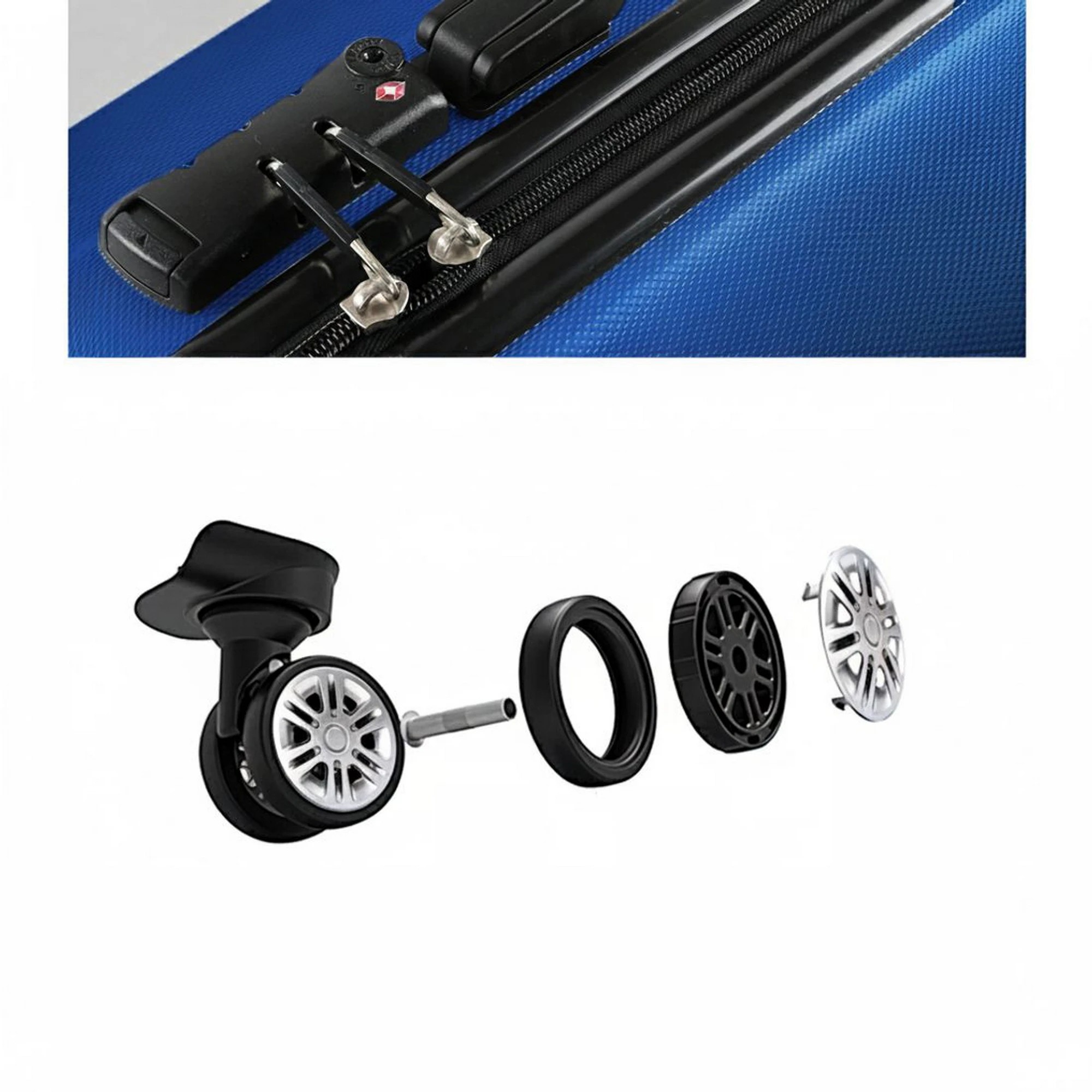 4 Wanderlite 2pc Luggage Trolley Travel Suitcase Set TSA Hard Case - Blue, 4 of 6