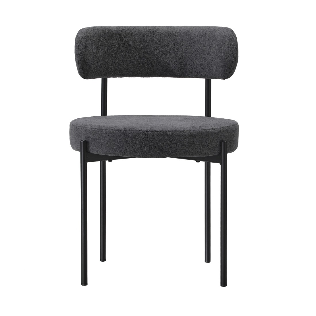 6 Oikiture 2x Dining Chair Round Boucle Kitchen Lounge Seats Backrest
 - Grey, 6 of 10