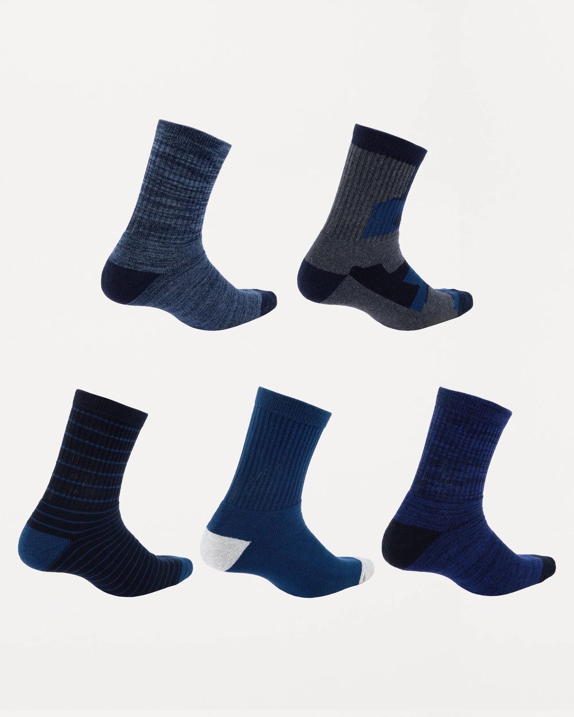 2 5 Pack Quarter Crew Sport Socks Blu Camo, 2 of 3