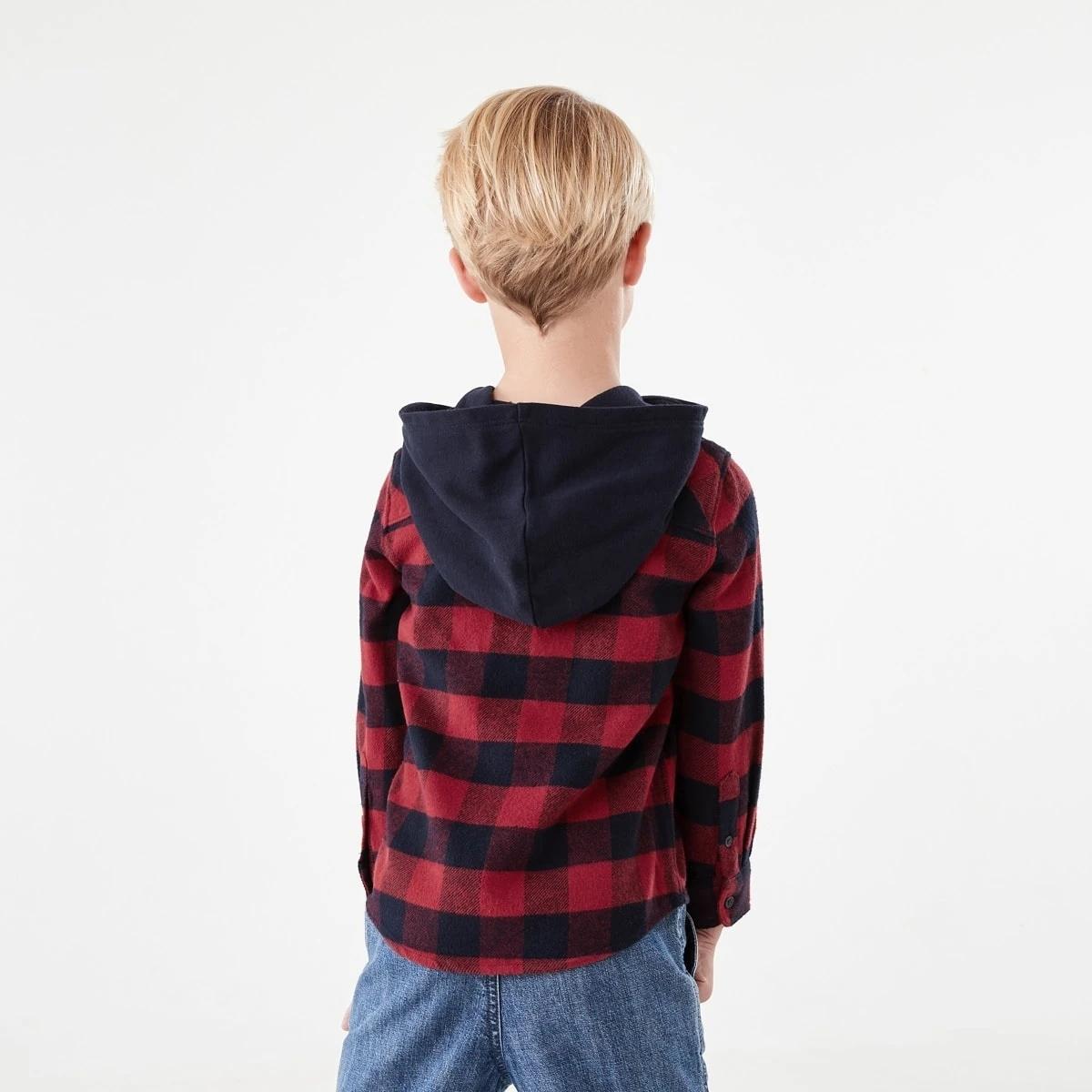 2 Yarn Dye Flannel Shirt With Hood Red Check, 2 of 8