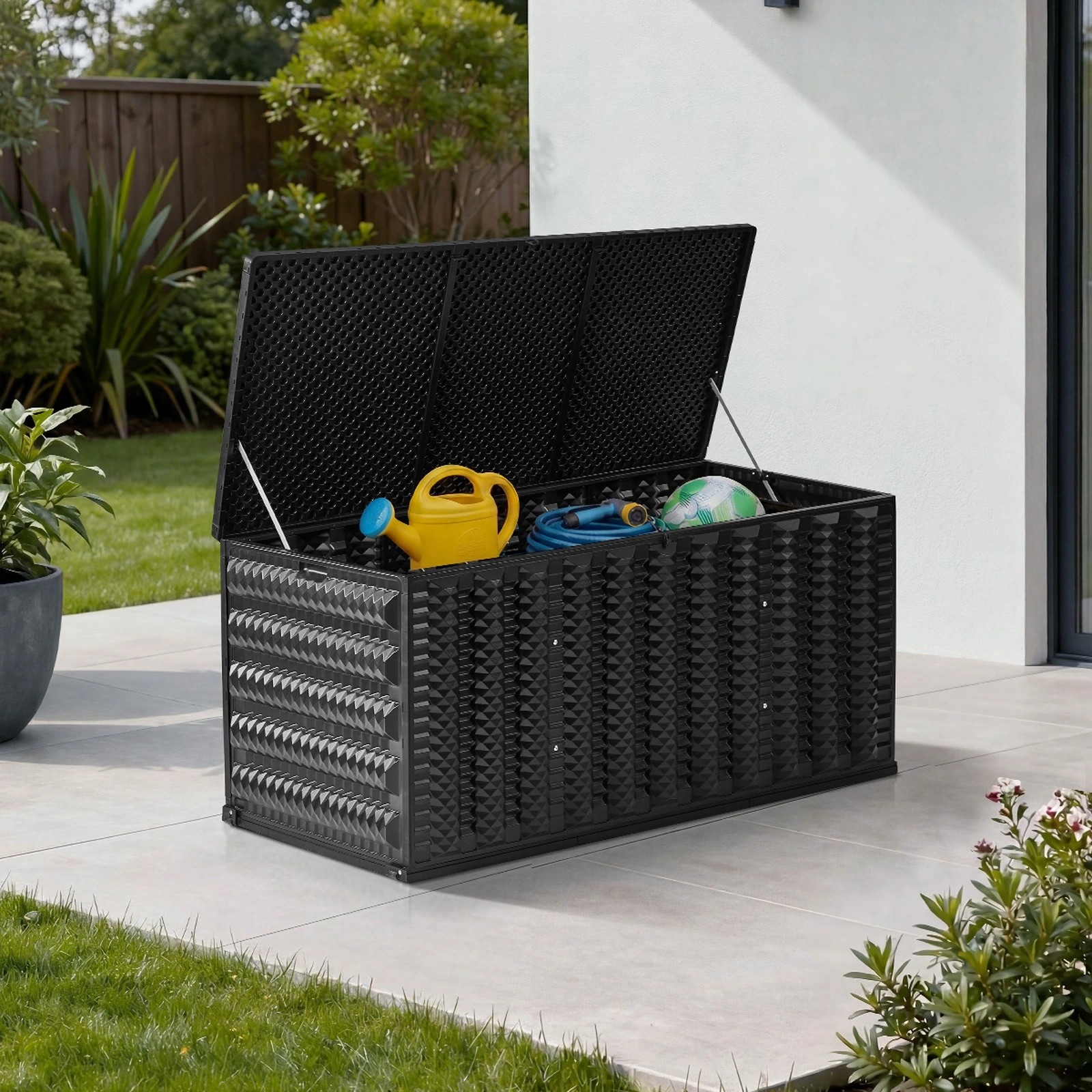 4 Livsip Outdoor Storage Box 490L Foldable Container Garden Bench Tool Sheds - Black, 4 of 7