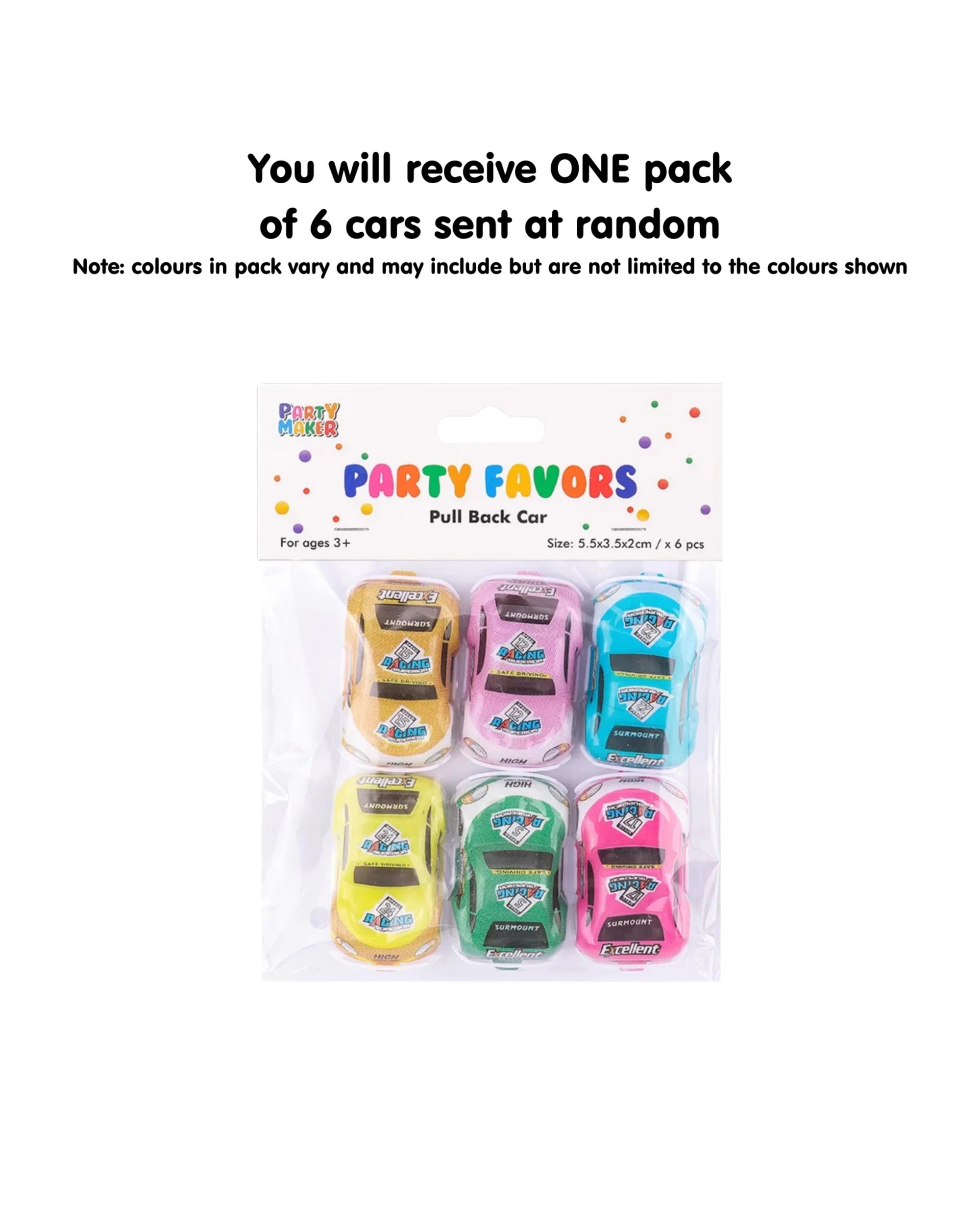 2 Partyrama Mixed Mini Pull Back Racing Cars Pack of 6 - Multi, 2 of 5