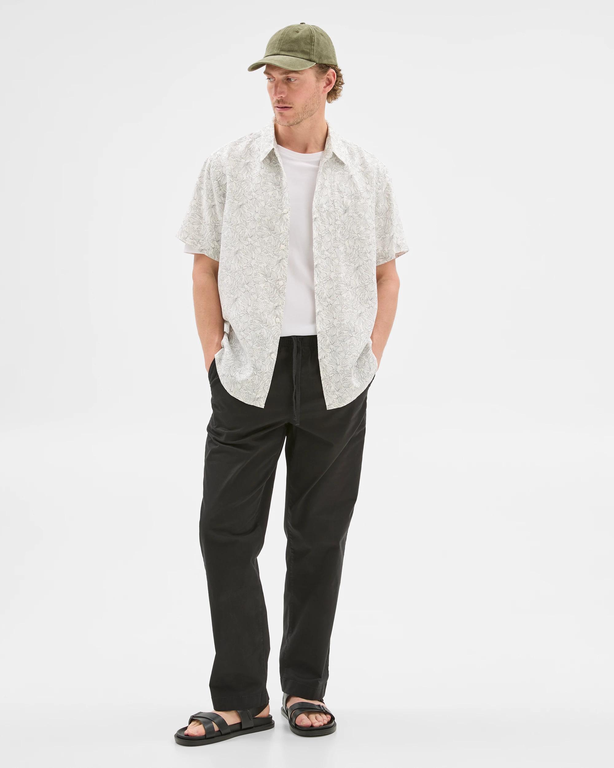 2 Target European Linen Floral Print Shirt WHITE, 2 of 7