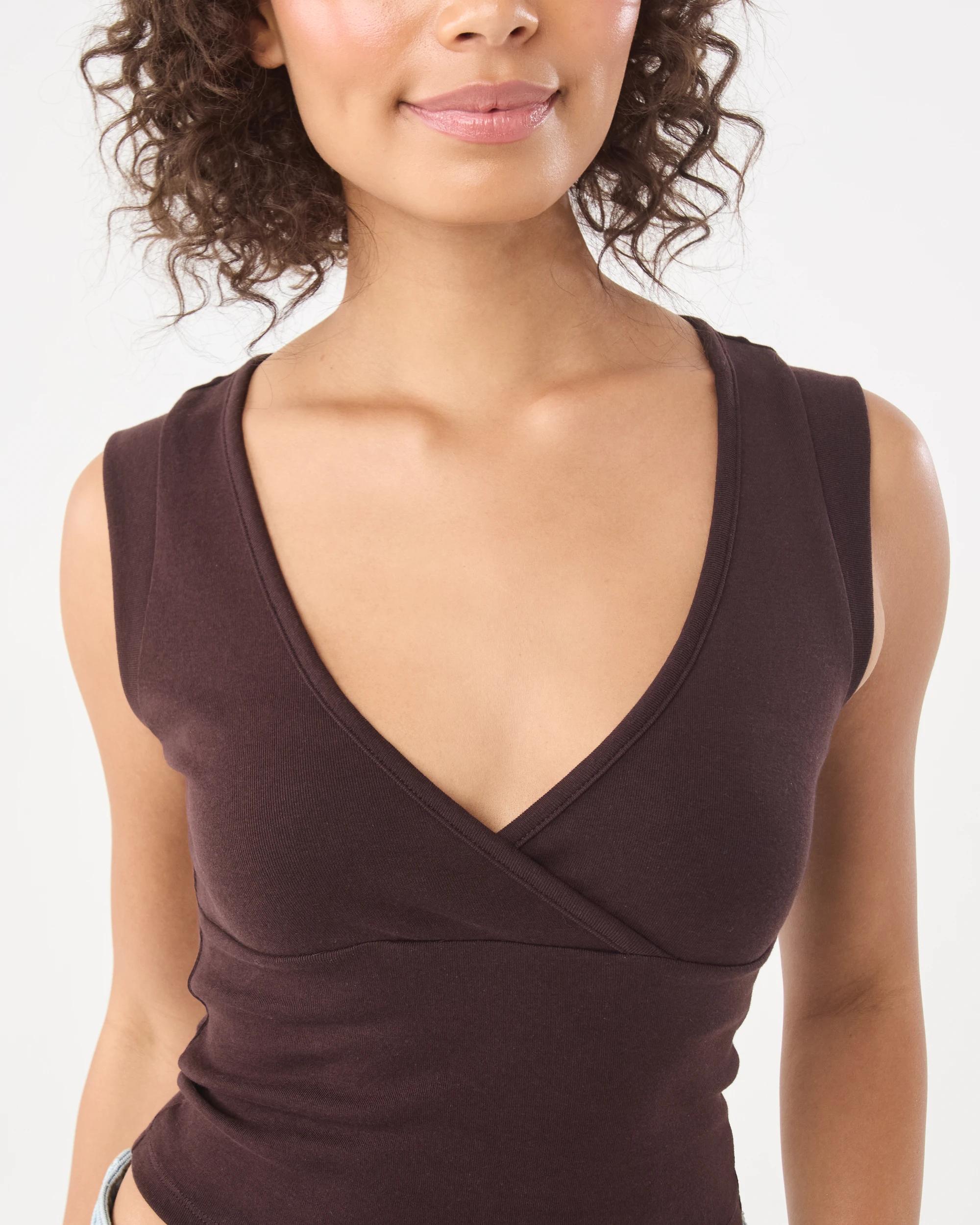 6 Sleeveless Cross Over Tank Choc Plum, 6 of 8
