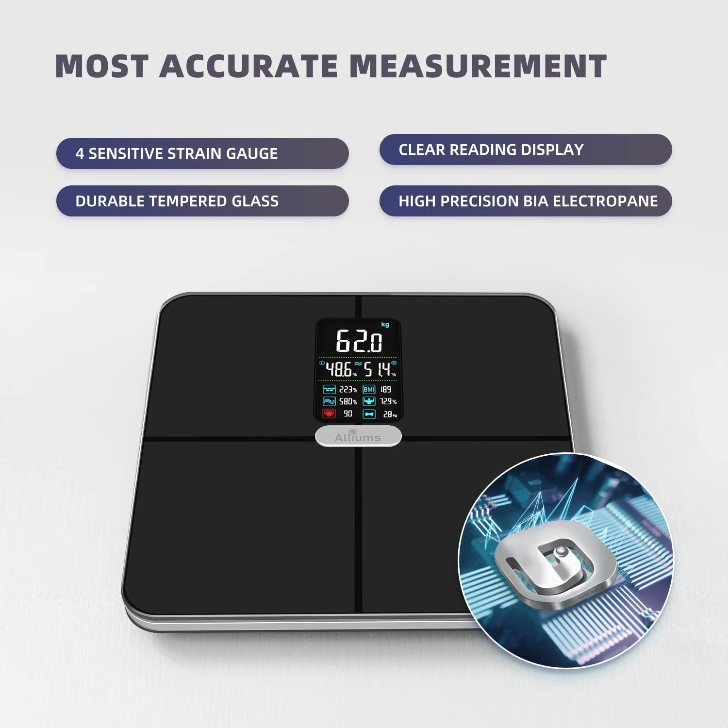 3 Alliums Smart Bluetooth Body Fat Scale, 3 of 6