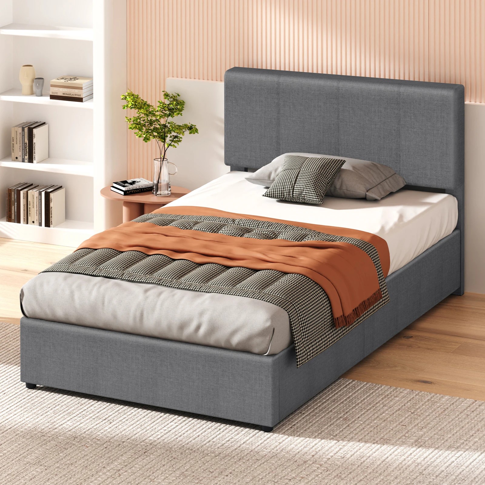 7 Alfordson Bed Frame King Single Gas Lift Storage Adjustable Headboard Luria - Grey, 7 of 9