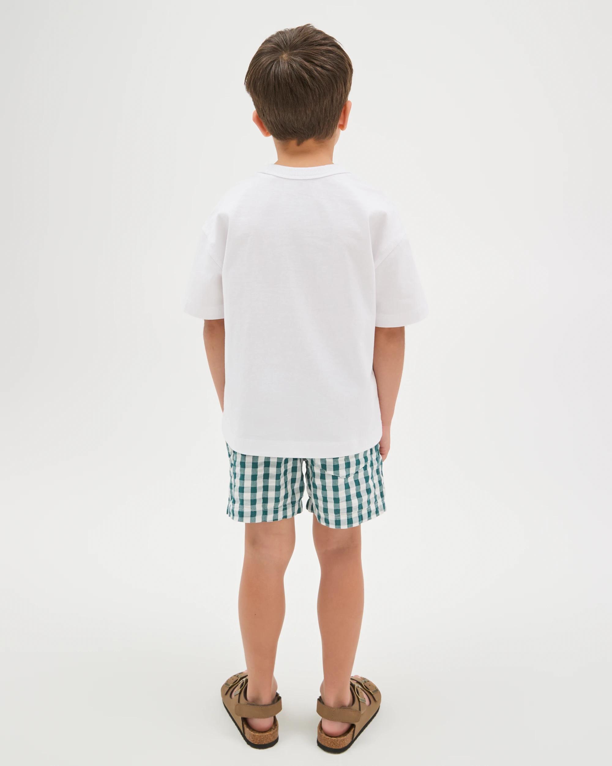 3 Target Kids Australian Cotton Seersucker Volley Shorts GREEN GINGHAM, 3 of 6