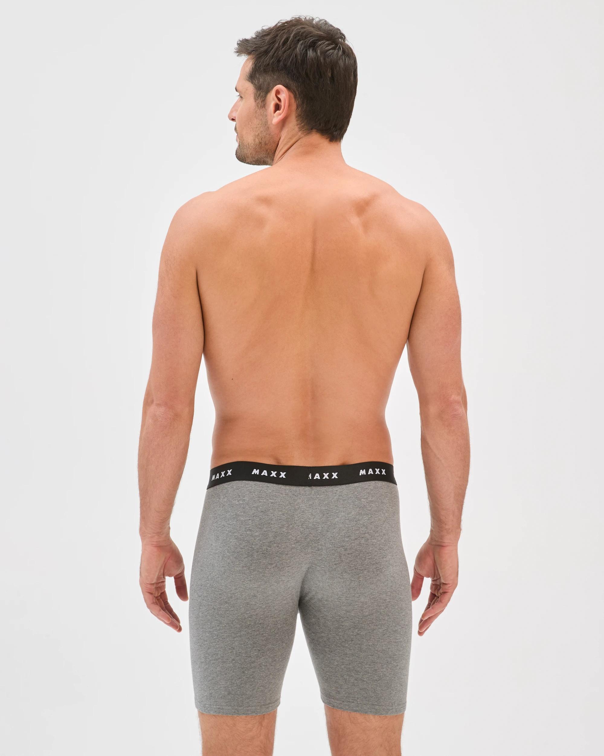 3 Maxx Australian Cotton Long Length Trunks GREY MARLE, 3 of 3