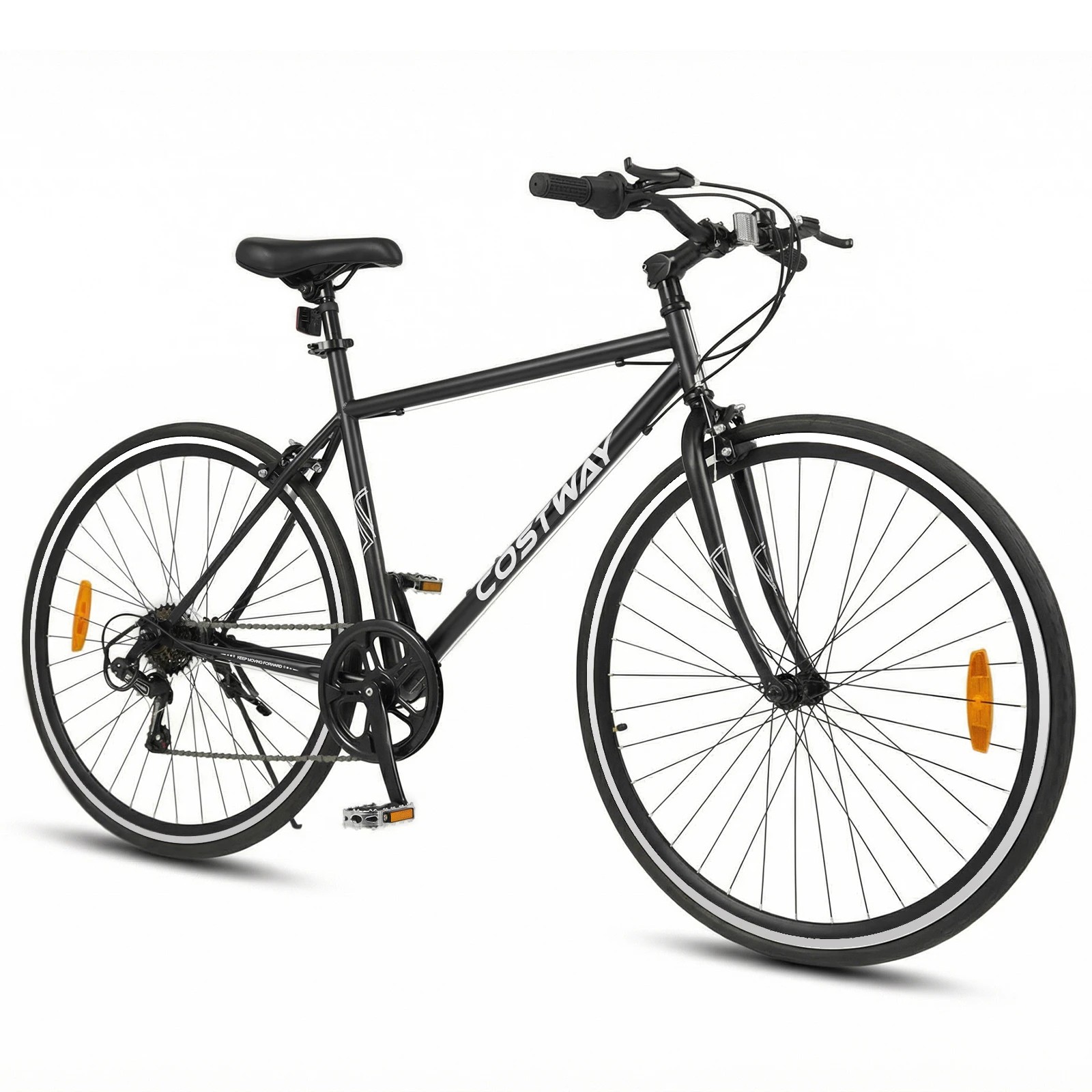 1 Costway 67cm Mountain Bike 6-Speed Outdoor Bicycle w/Dual Brake & All-terrain Rubber Wheels - Black, 1 of 5