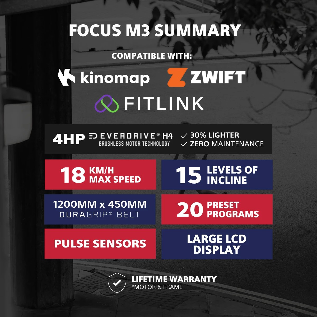 3 LSG Fitness FOCUS M3 Treadmill - Black, 3 of 10