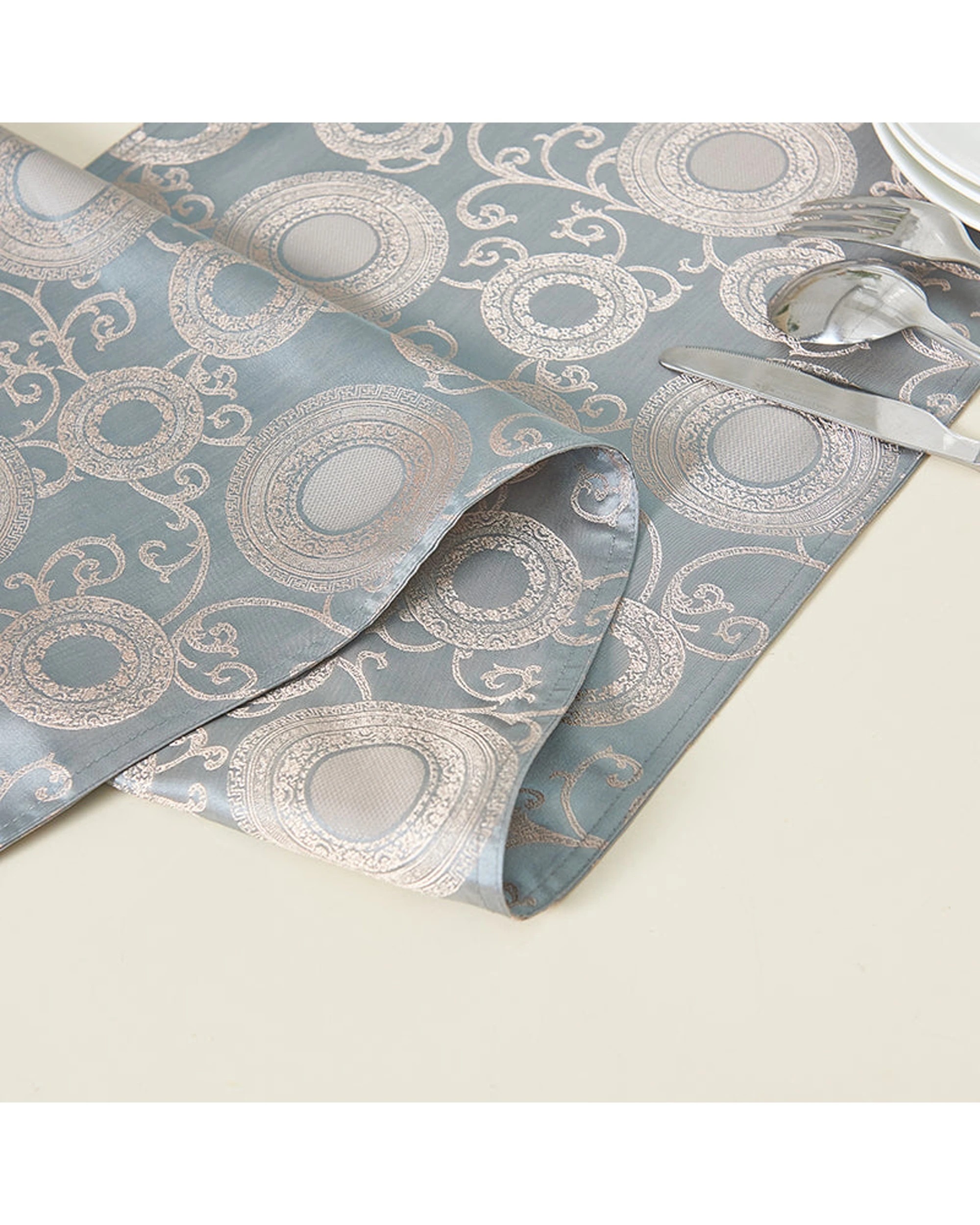 6 Cotton More Premium Sateen Jacquard Dining Table Runner - Pattern, 6 of 7