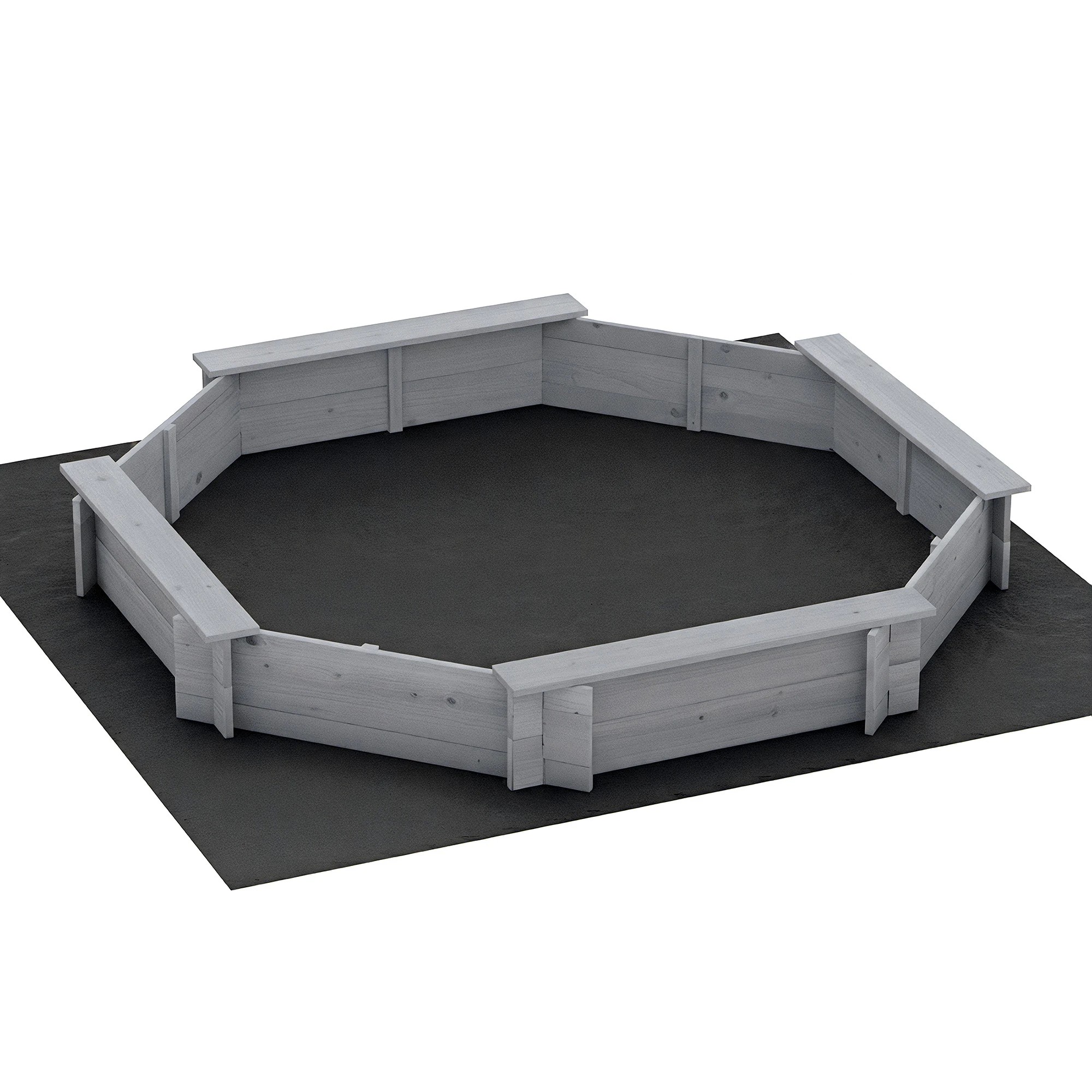 1 Keezi Kids Sandpit Wooden Round Sand Pit with Cover Bench Seat Beach Toys 182cm - Grey, 1 of 2