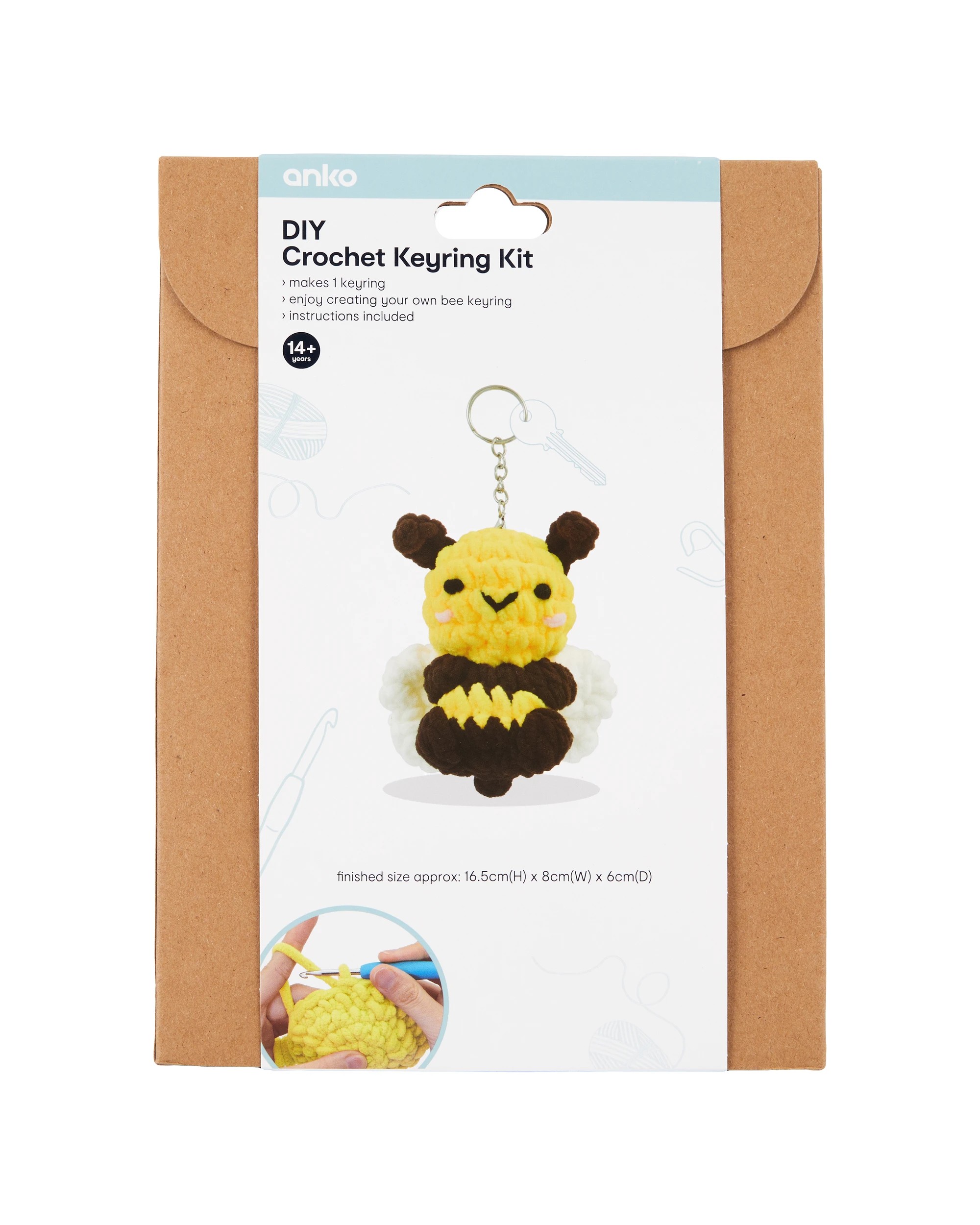 1 DIY Crochet Keyring Kit - Bee, 1 of 3