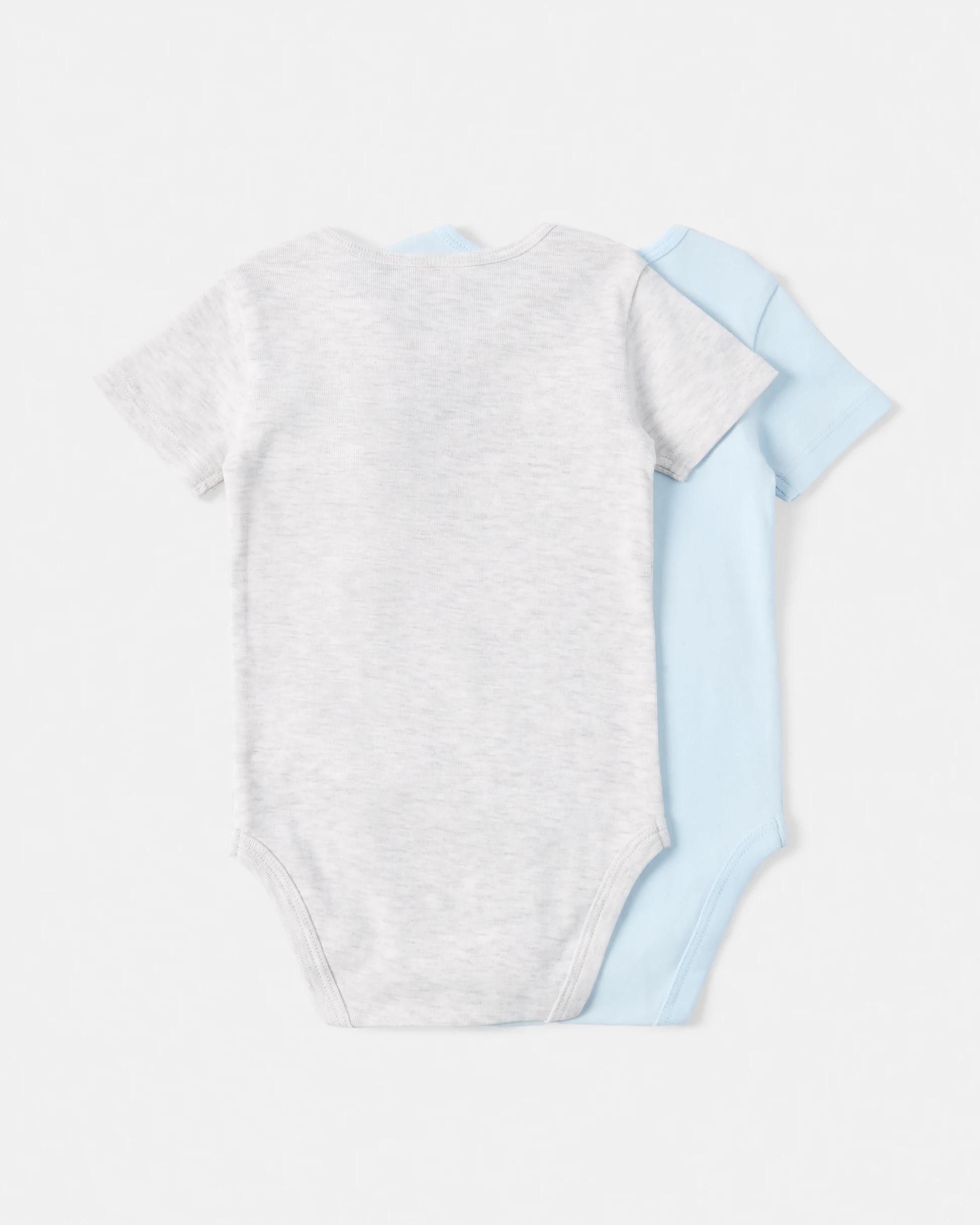 2 2 Pack Cotton Short Sleeve Bodysuits Blu Pck, 2 of 6