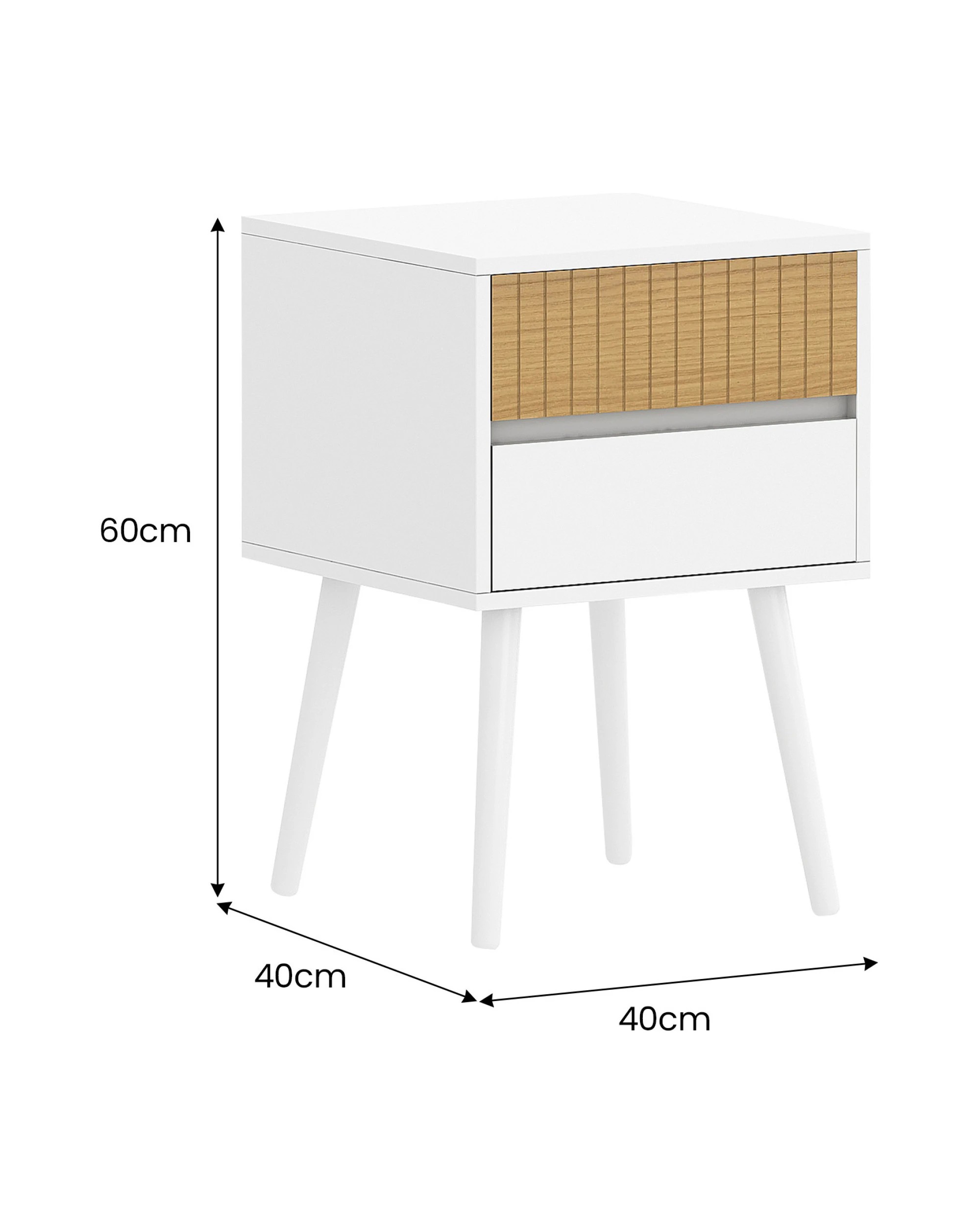 3 Sarantino Clio Bedside Table Night Stand - White Natural, 3 of 9