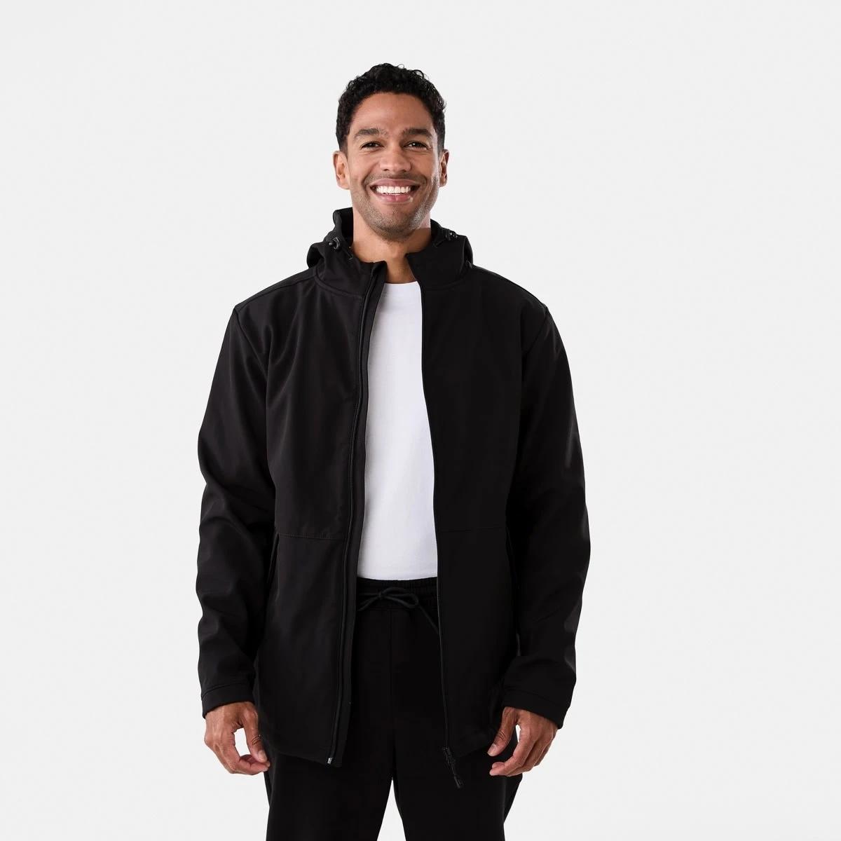 1 Active Mens Outdoor Bonded Shell Jacket Black, 1 of 7