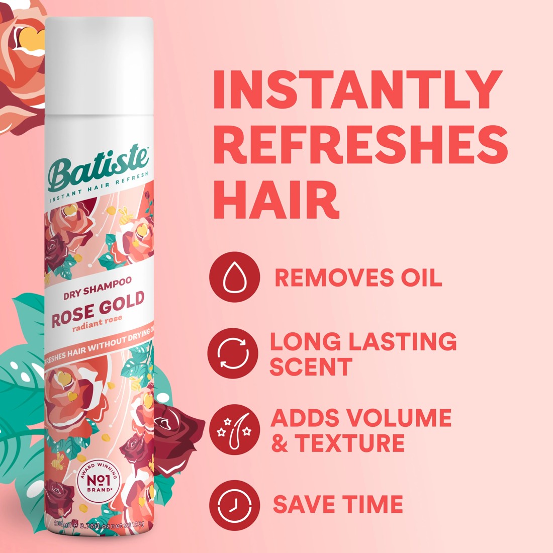 3 Batiste Instant Hair Refresh Dry Shampoo 200ml - Radiant Rose, 3 of 10